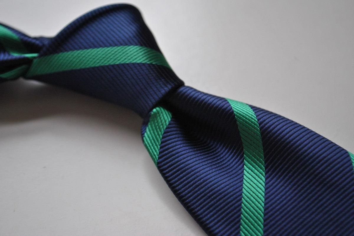 navy blue tie with green club stripes - Image 4