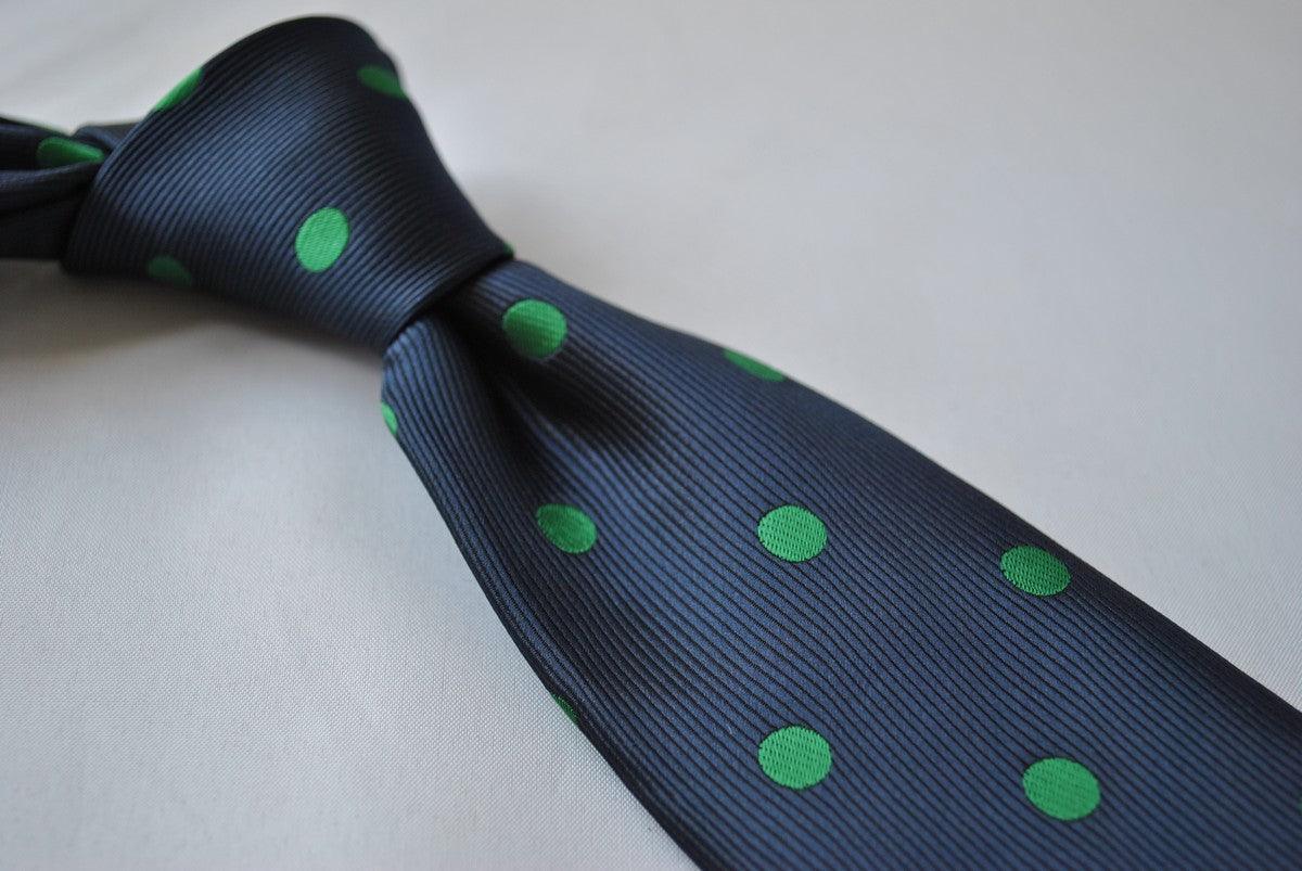 navy blue tie with green polka dots - Image 4