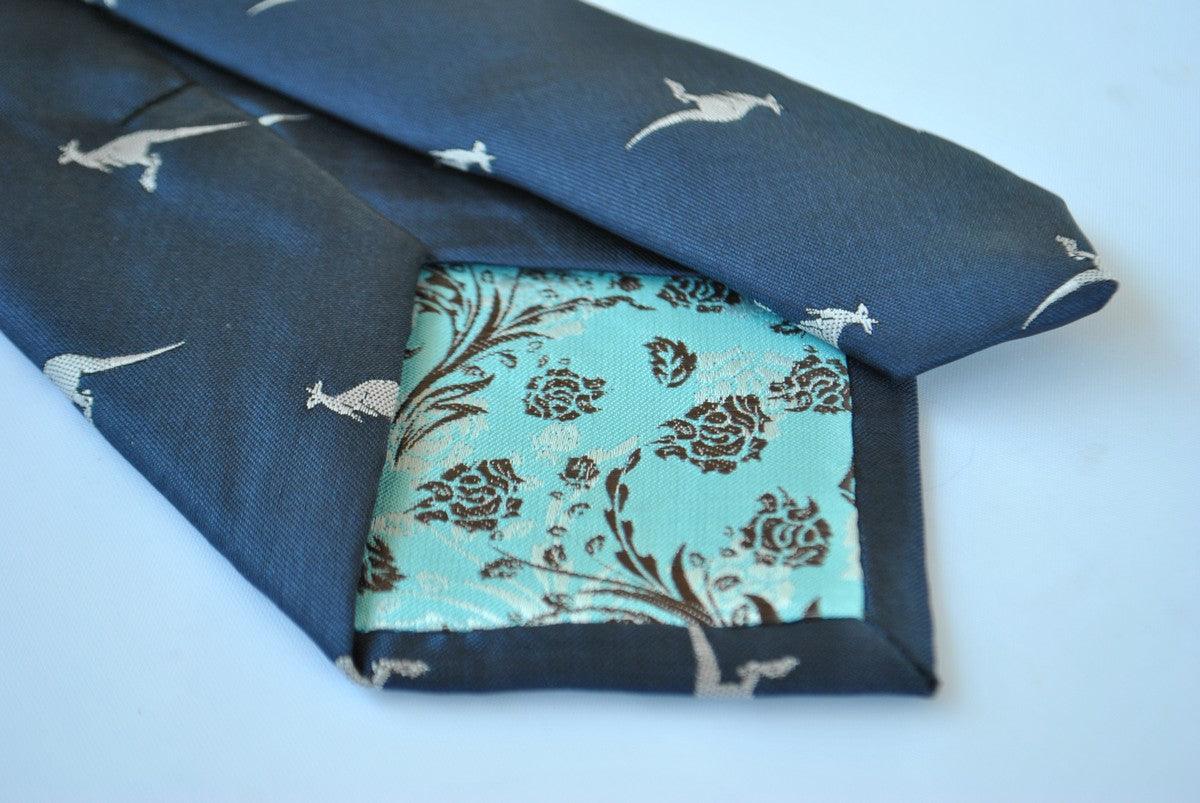 navy blue tie with kangaroo design - Image 4