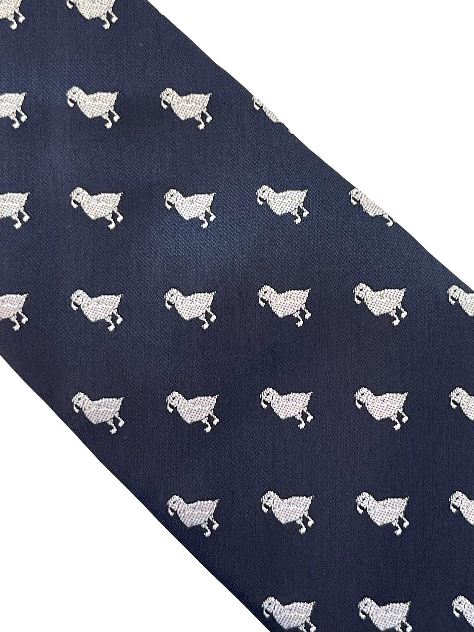 navy blue tie with puffin bird design - Image 2