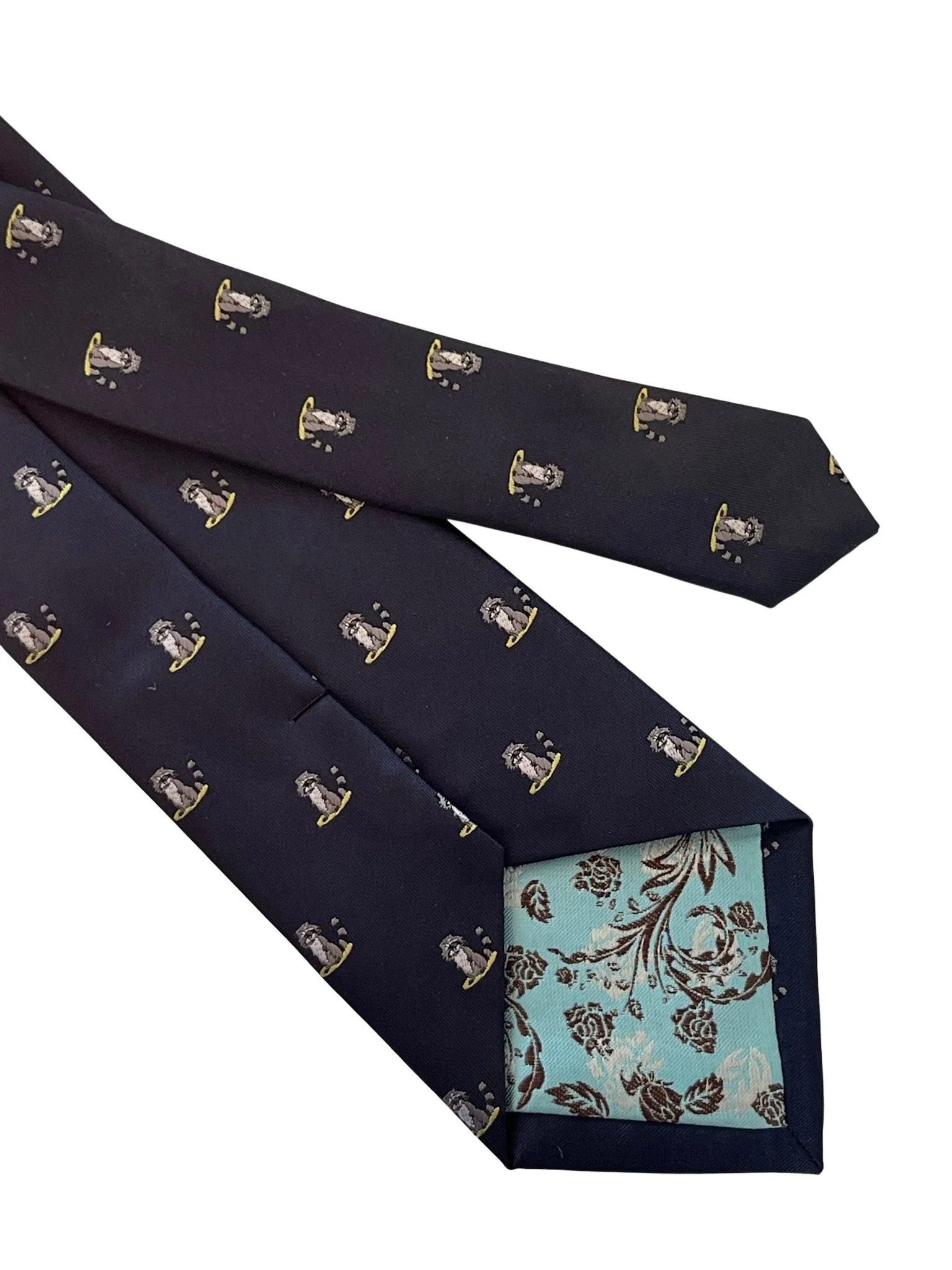 navy blue tie with raccoon design - Image 4