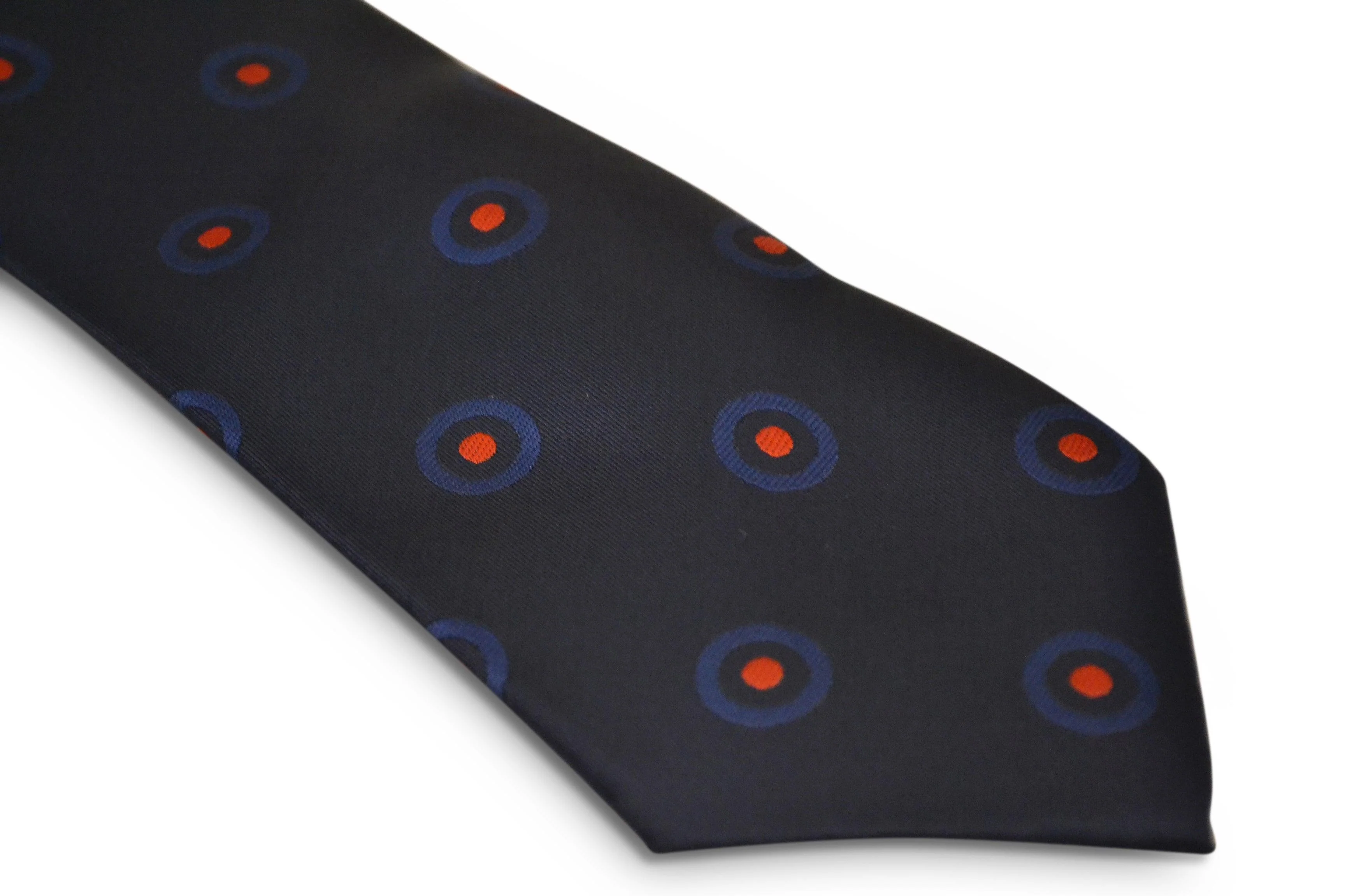 navy blue tie with red target print design - Image 3