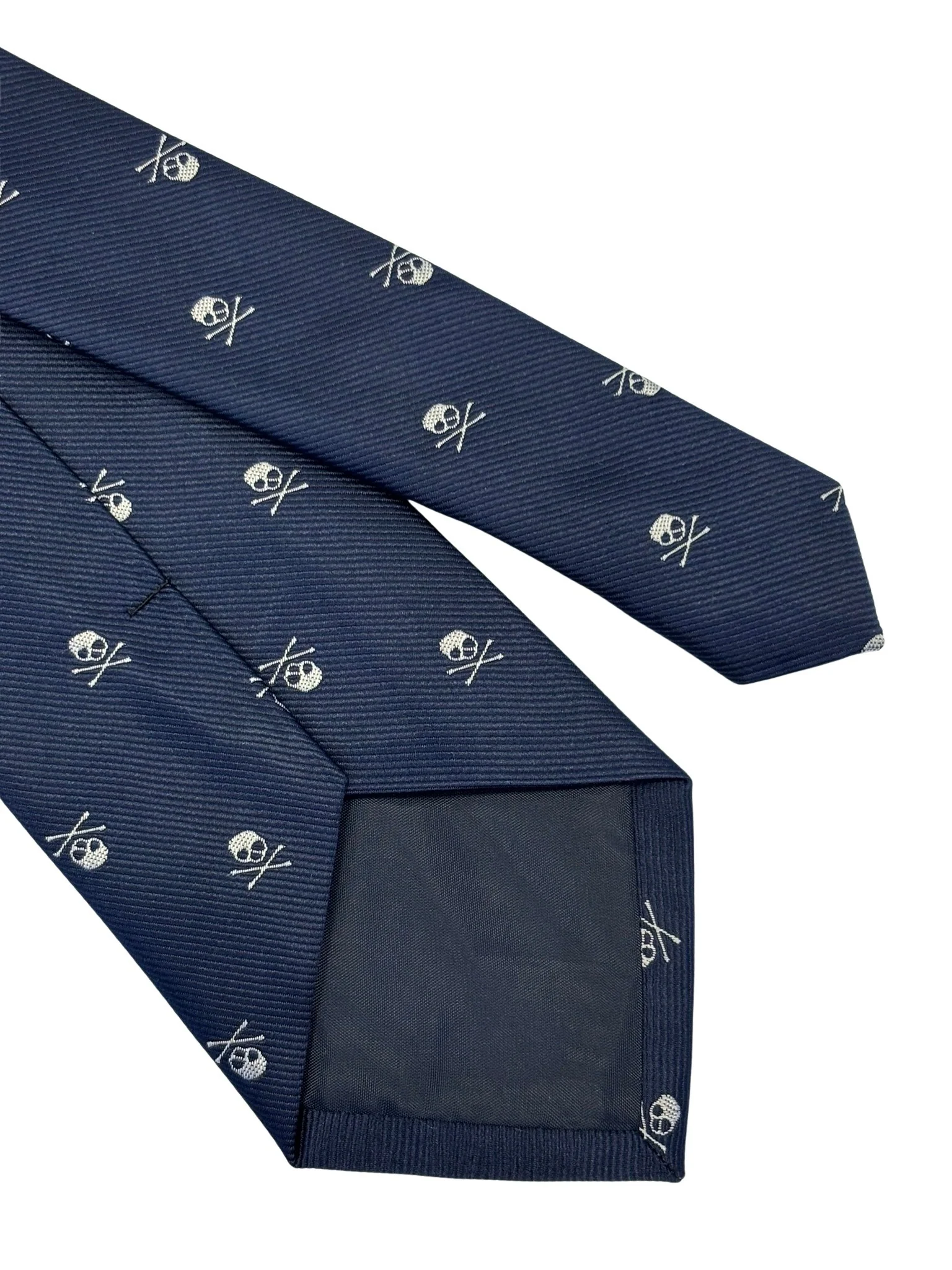 navy blue tie with white skull and crossbone design - Image 5