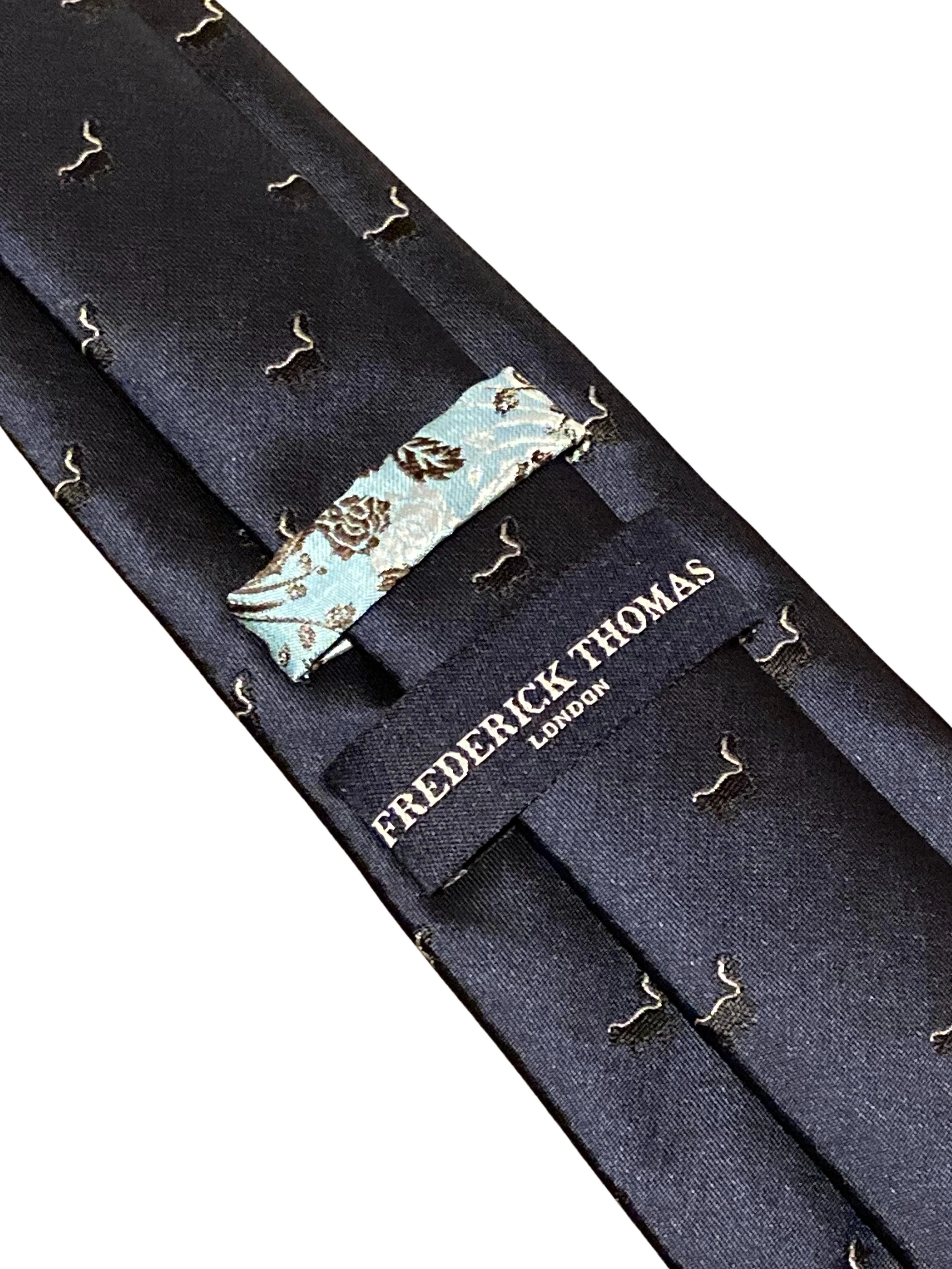 navy blue tie with skunk embroidered design - Image 3