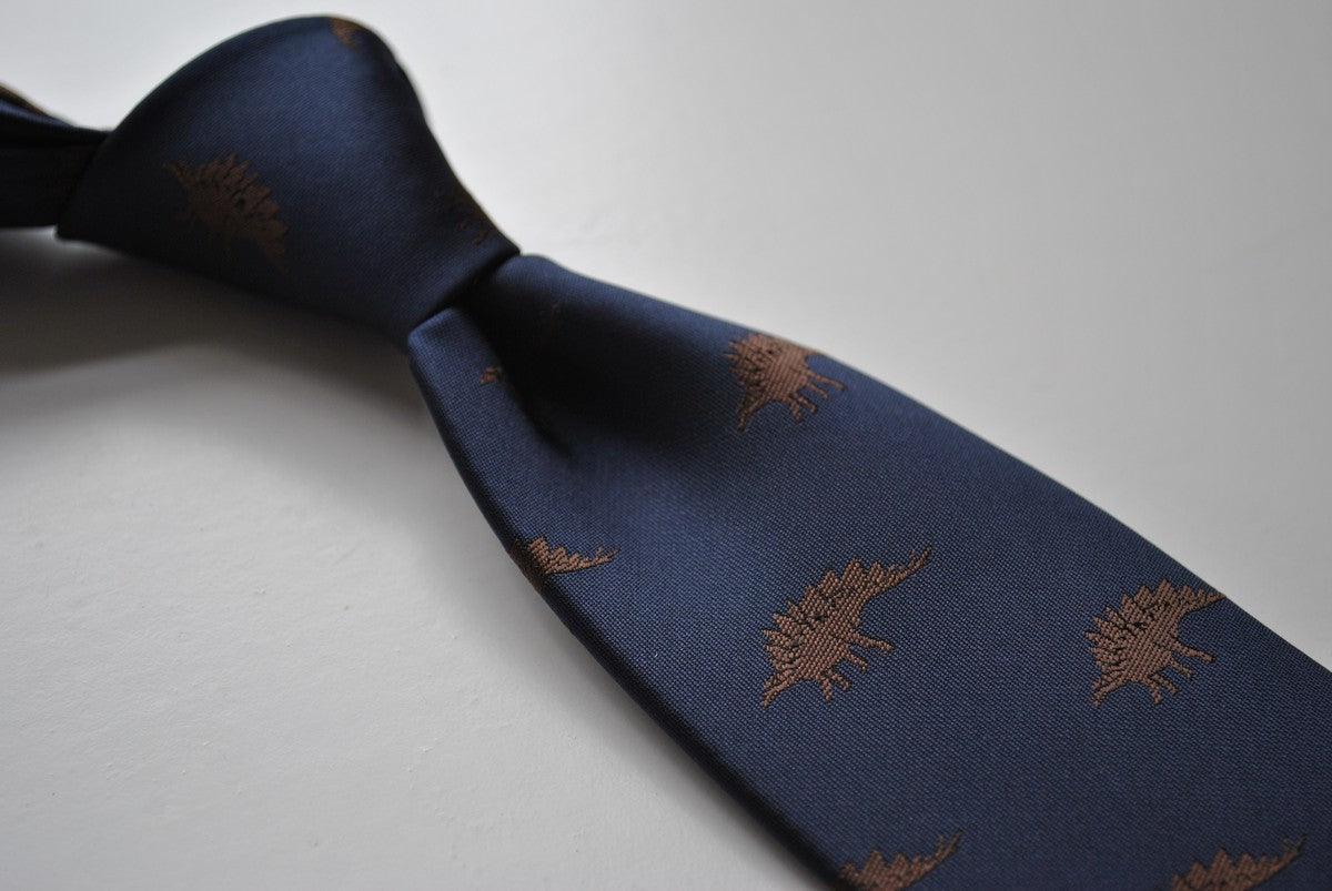 navy blue tie with stegosaurus dinosaur design - Image 3