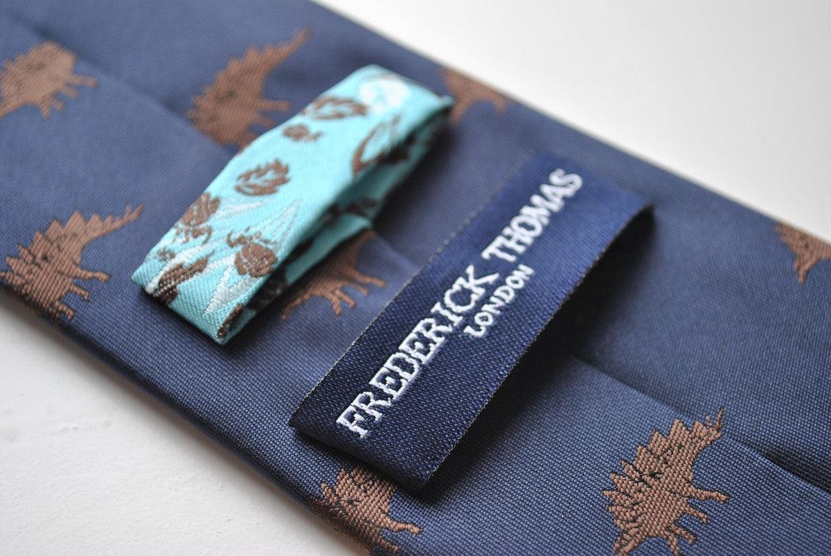 navy blue tie with stegosaurus dinosaur design - Image 4