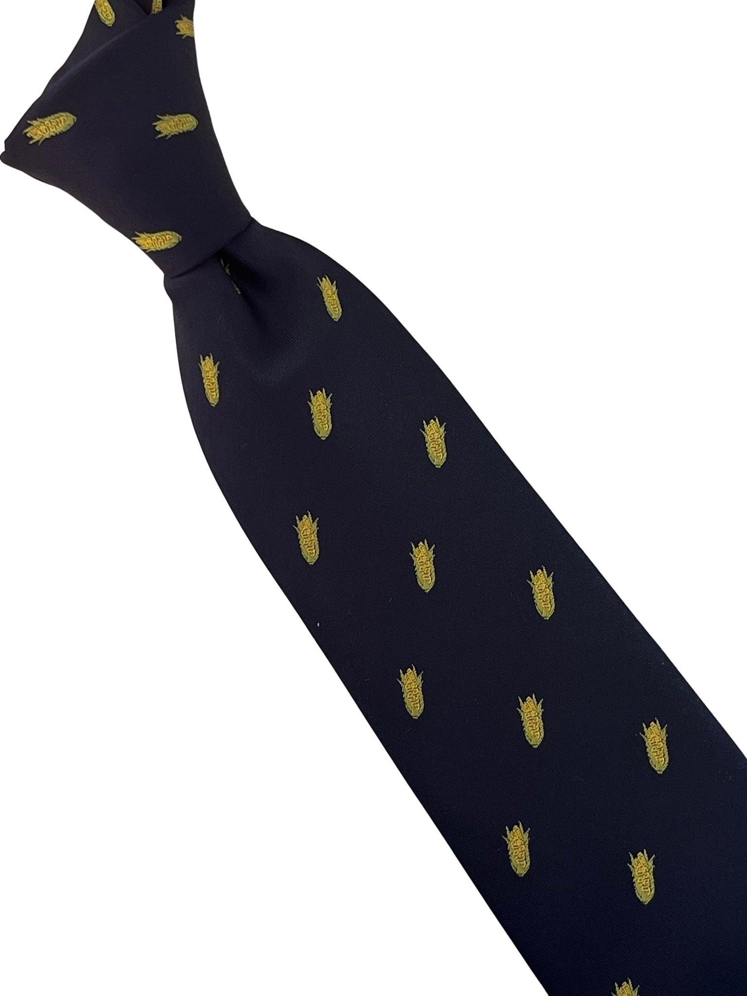 navy blue tie with sweetcorn, farming, corn on the cob design - Image 5