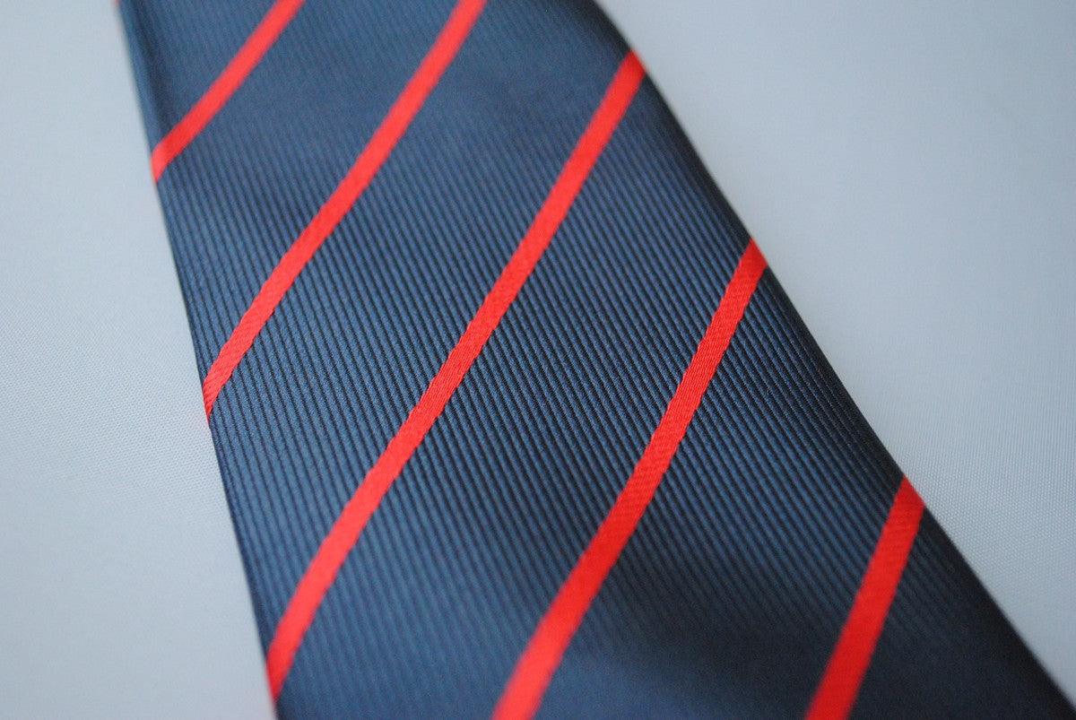 navy blue tie with thin red stripes - Image 3