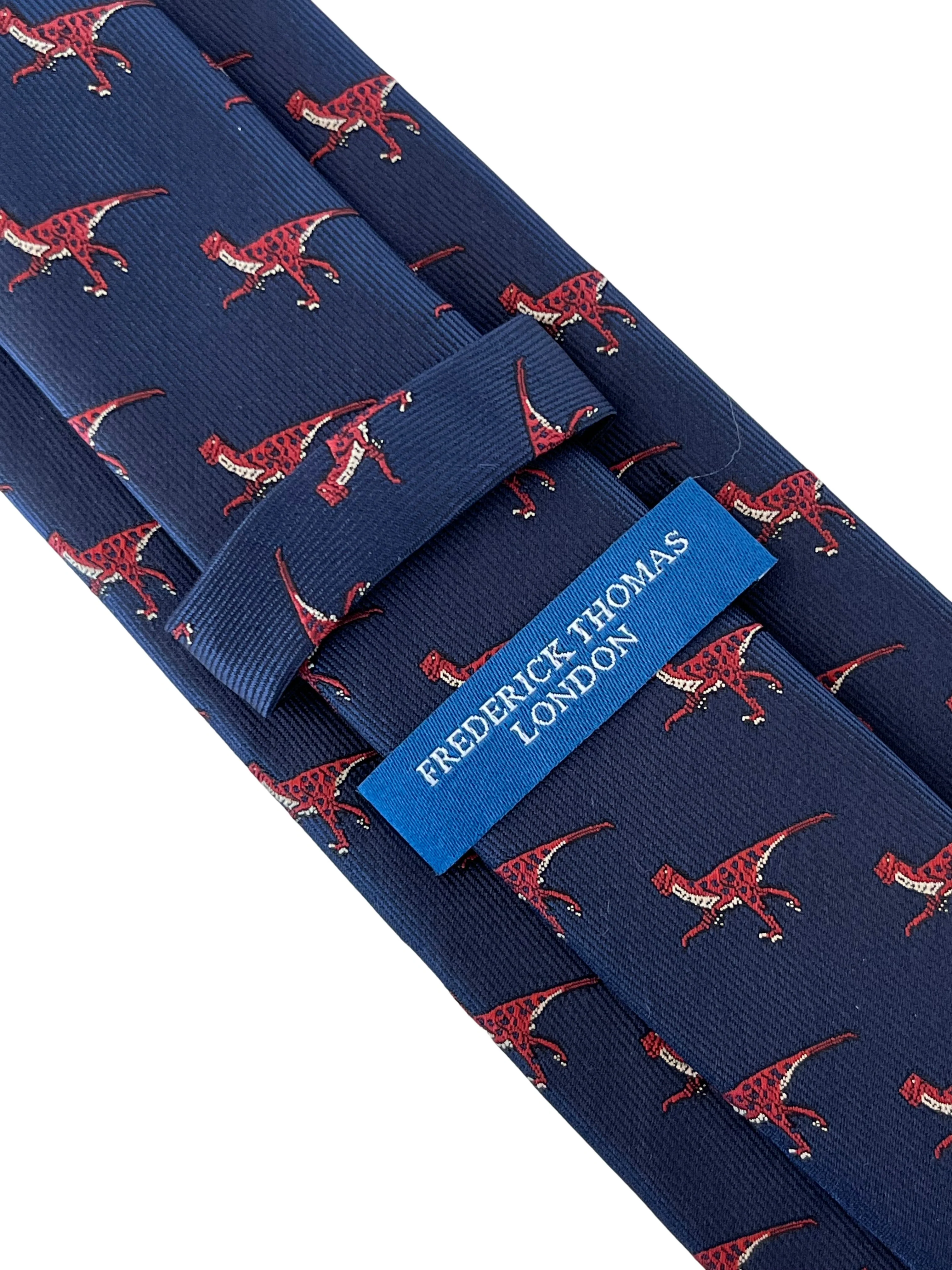 navy blue tie with velociraptor dinosaur design - Image 4