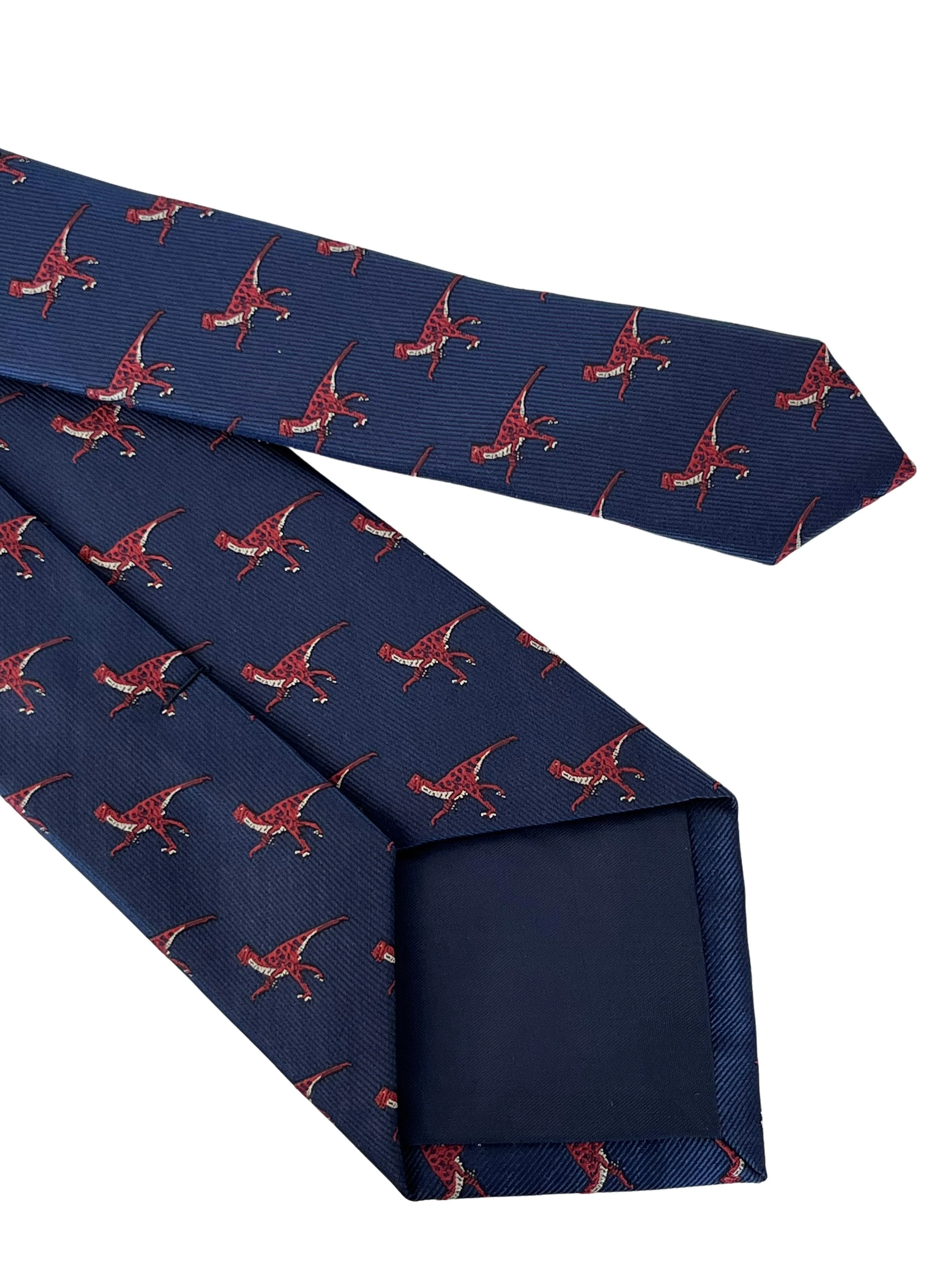 navy blue tie with velociraptor dinosaur design - Image 5