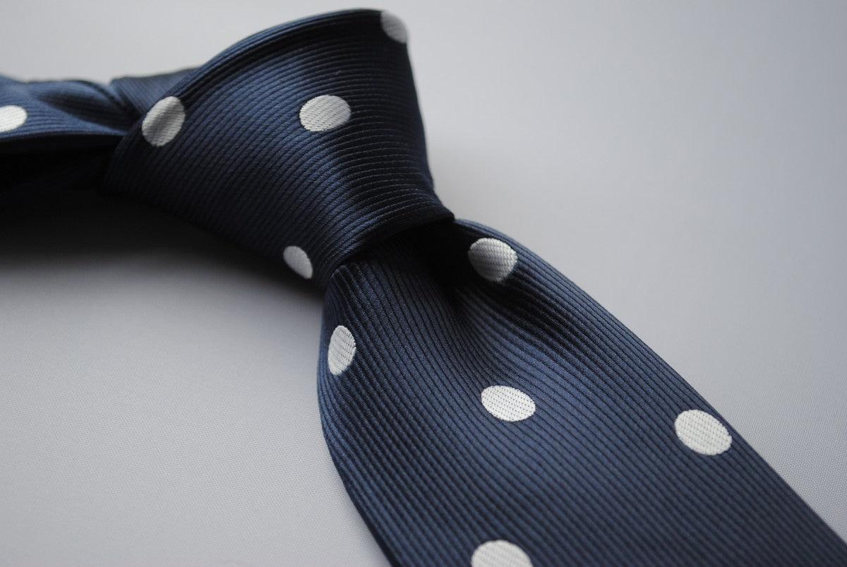 navy blue tie with white polka dots - Image 6