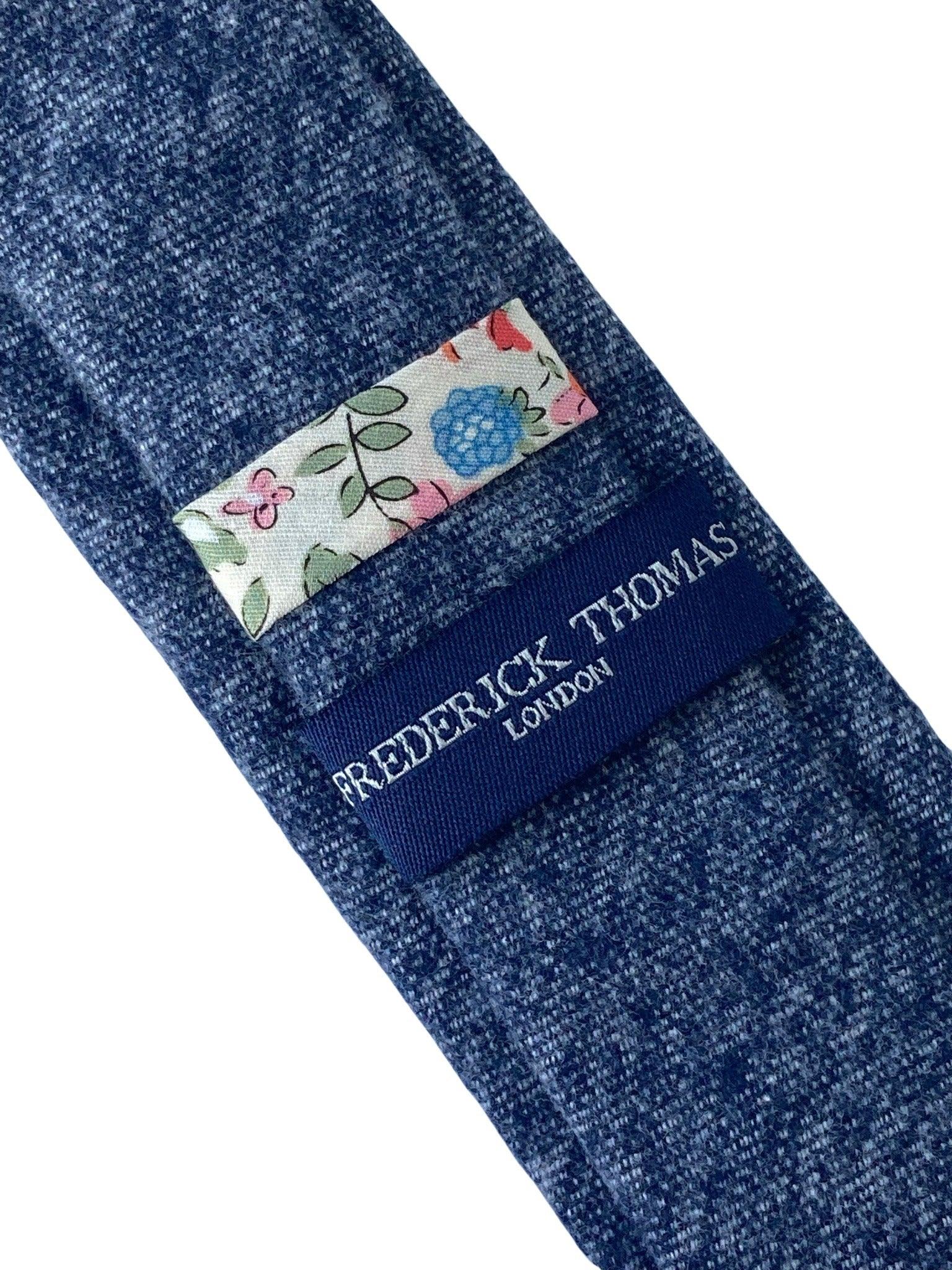 navy blue & white speckled cloudy design classic width cotton tie - Image 3