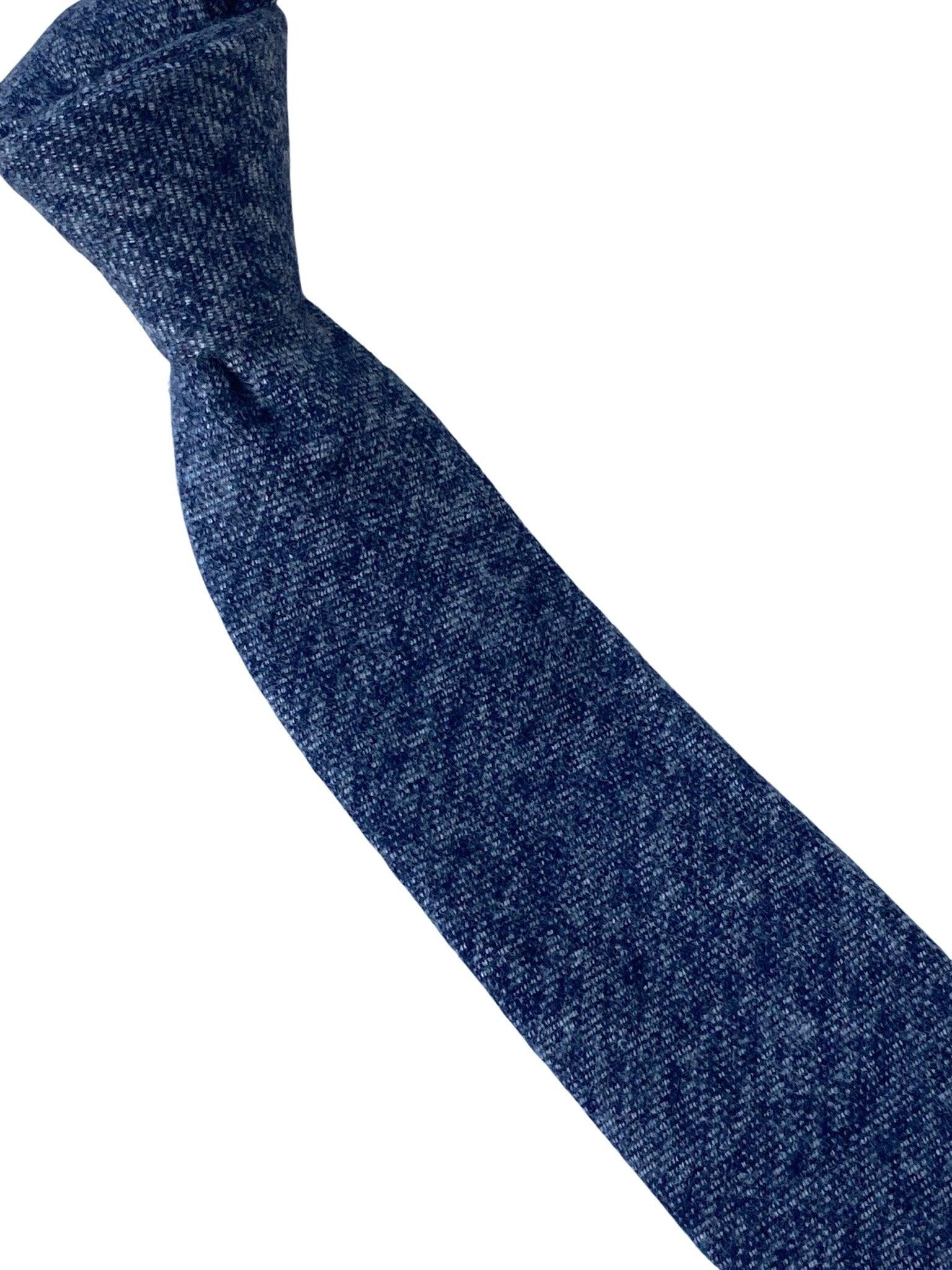 navy blue & white speckled cloudy design classic width cotton tie - Image 4