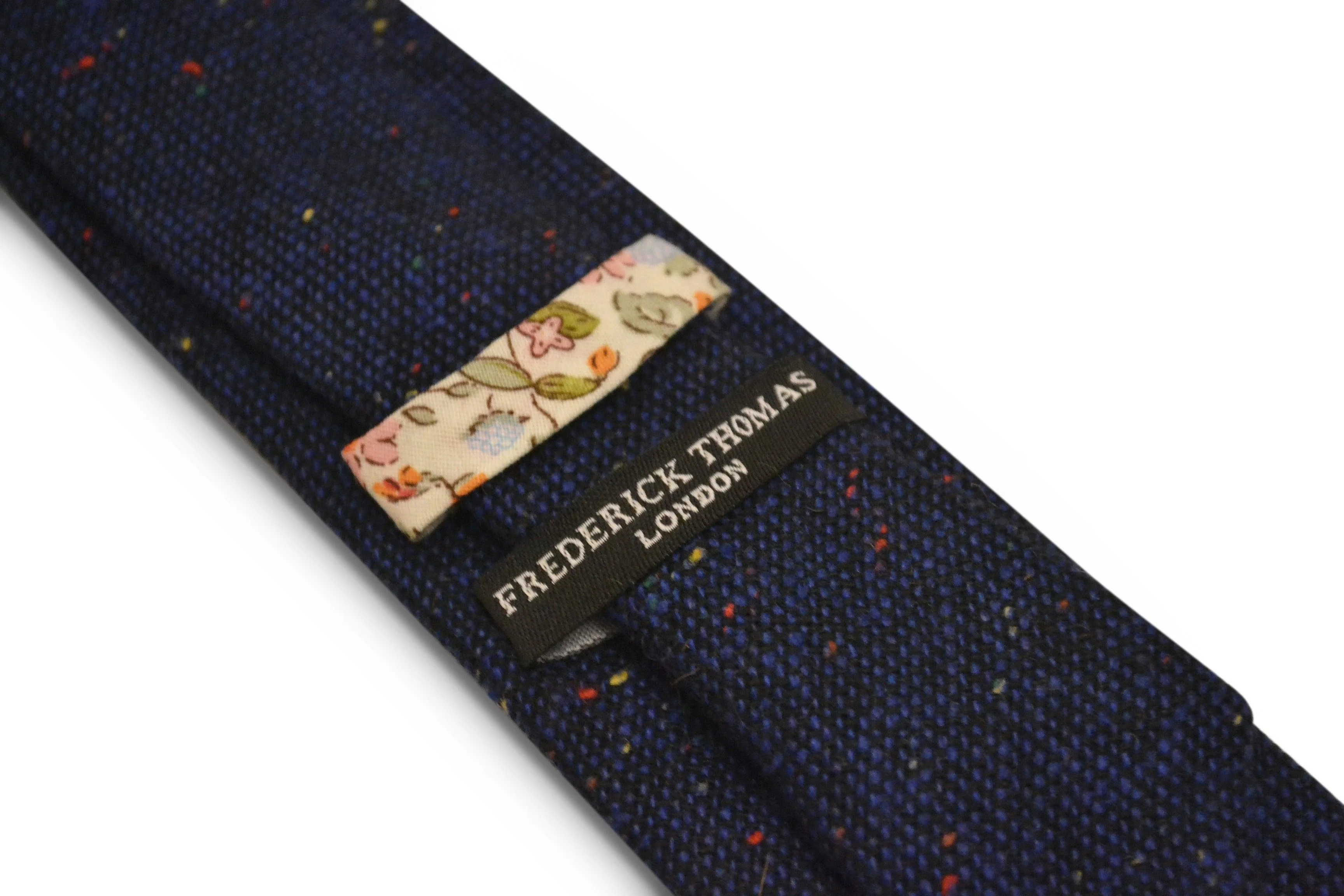 navy blue with multicoloured specks wool tie - Image 3