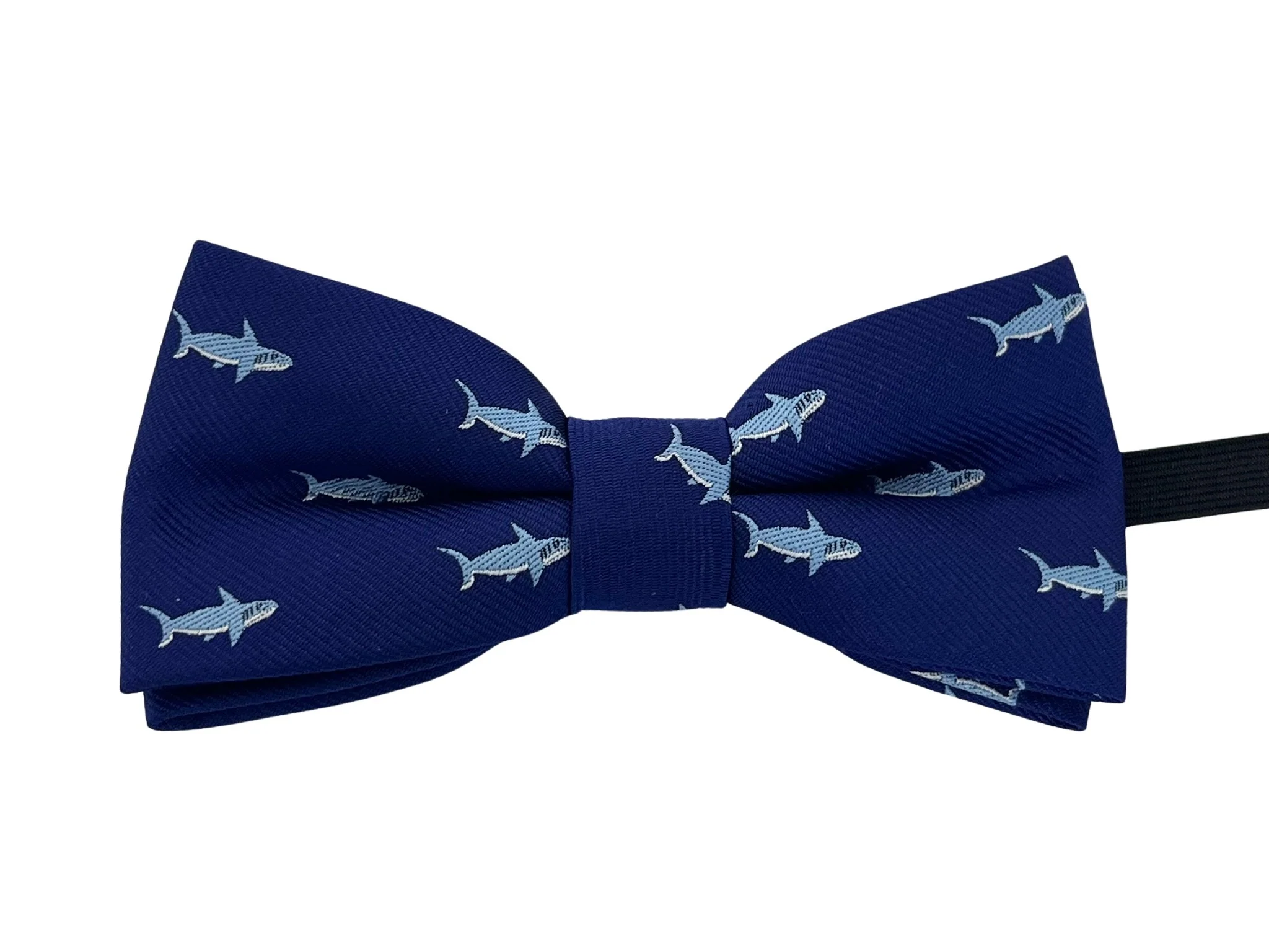 Navy blue with shark aquatic fish design child's bow tie - Image 2