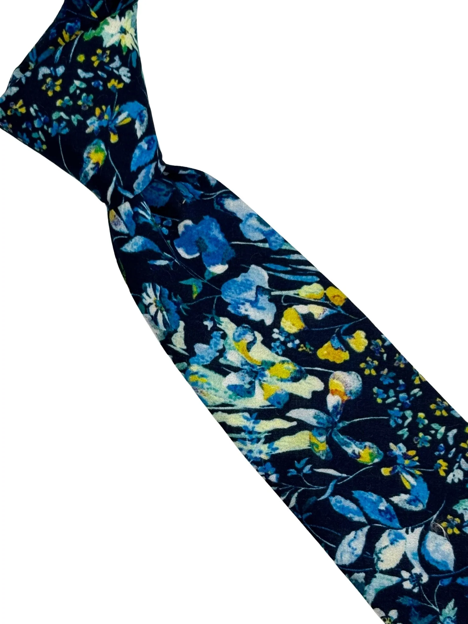 navy dark blue floral wildflower cotton tie in a  liberty style design - Image 6