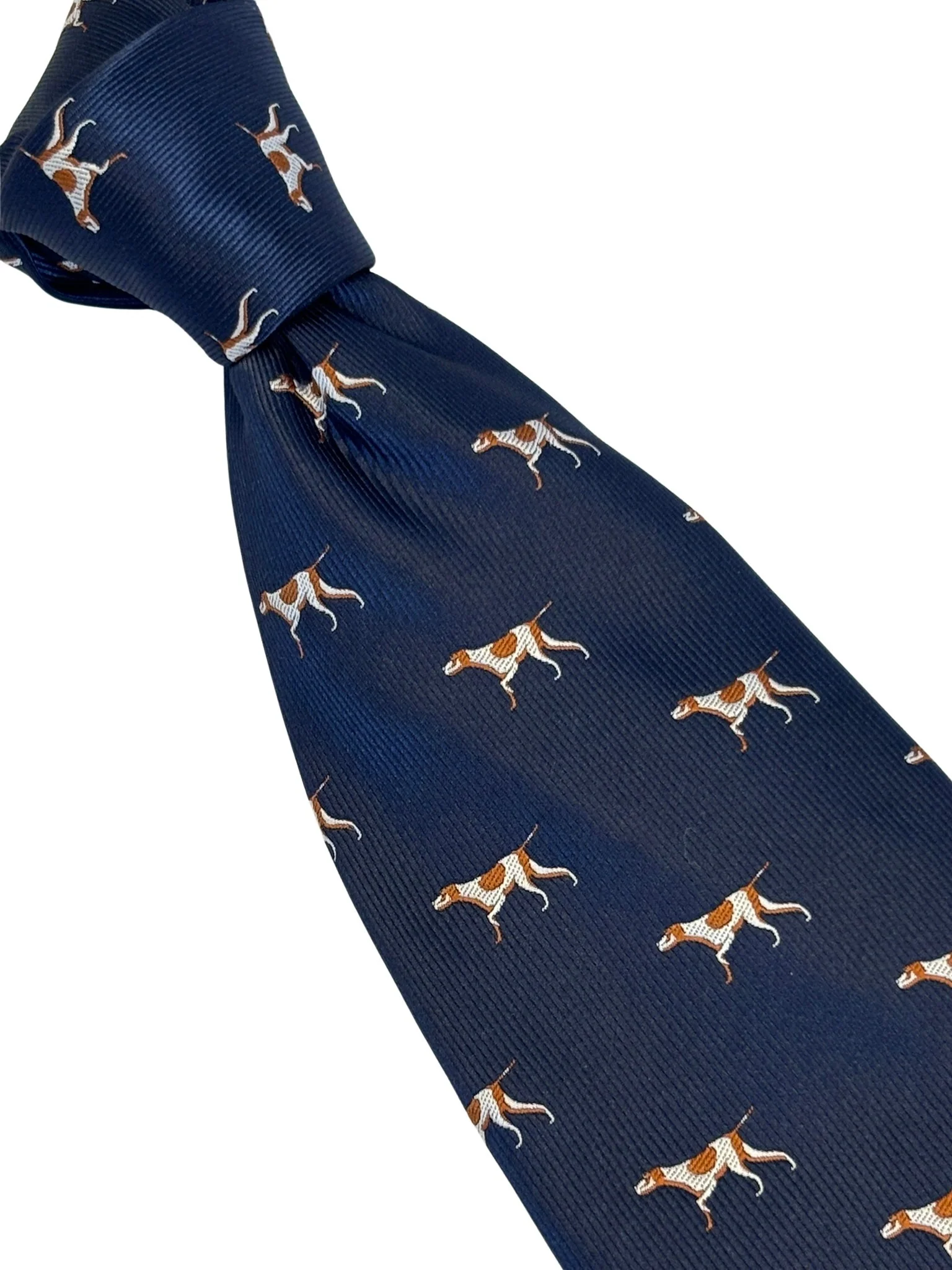 navy dark blue tie with pointer, hunting, hound,  gun dog design - Image 6