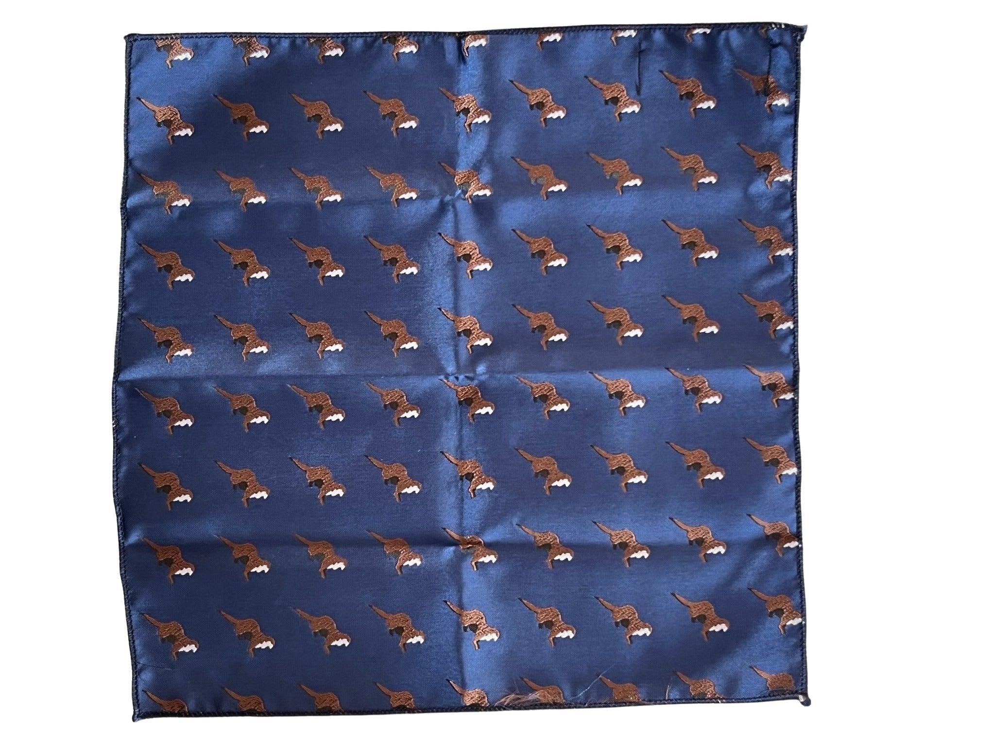 navy dark blue pocket square with embroidered  otter design - Image 3