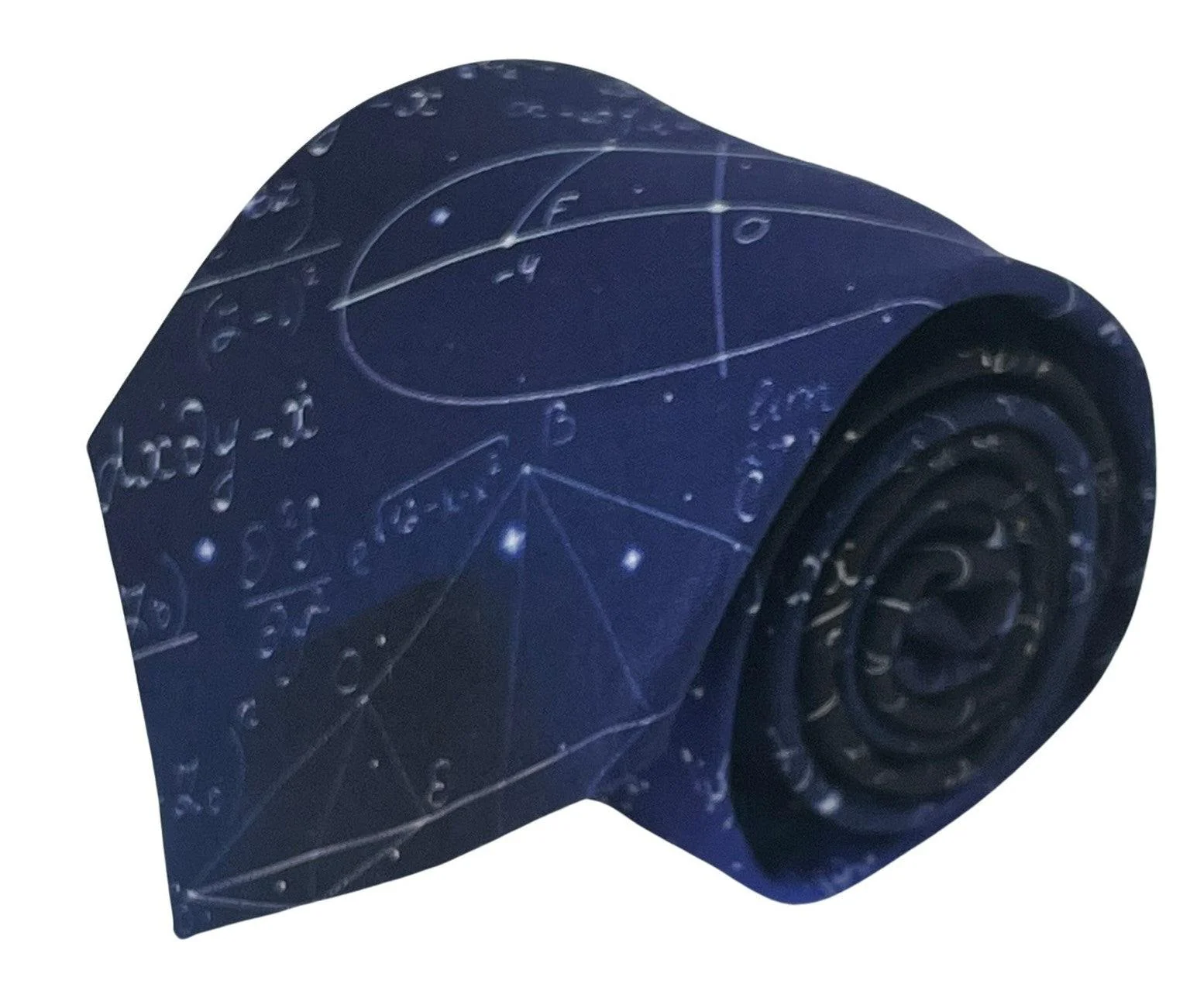 Navy dark blue starry sky style cotton tie with maths equations algebra Einstein design - Image 2