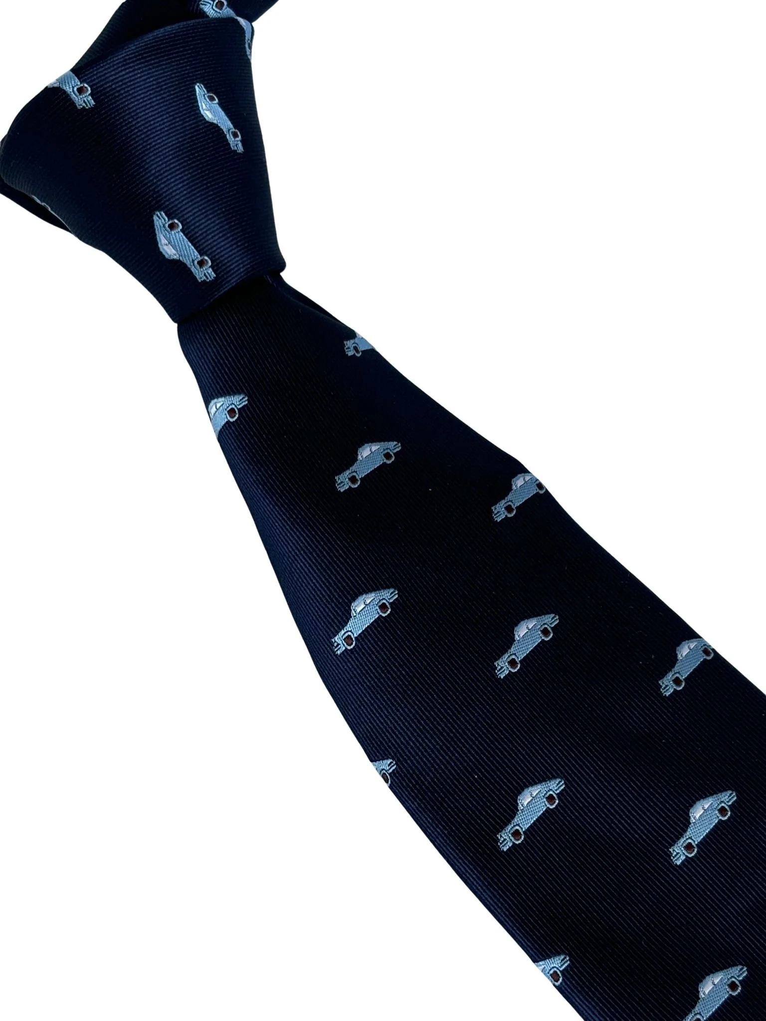 navy dark blue tie with classic Porsche 911 sports car style design - Image 3