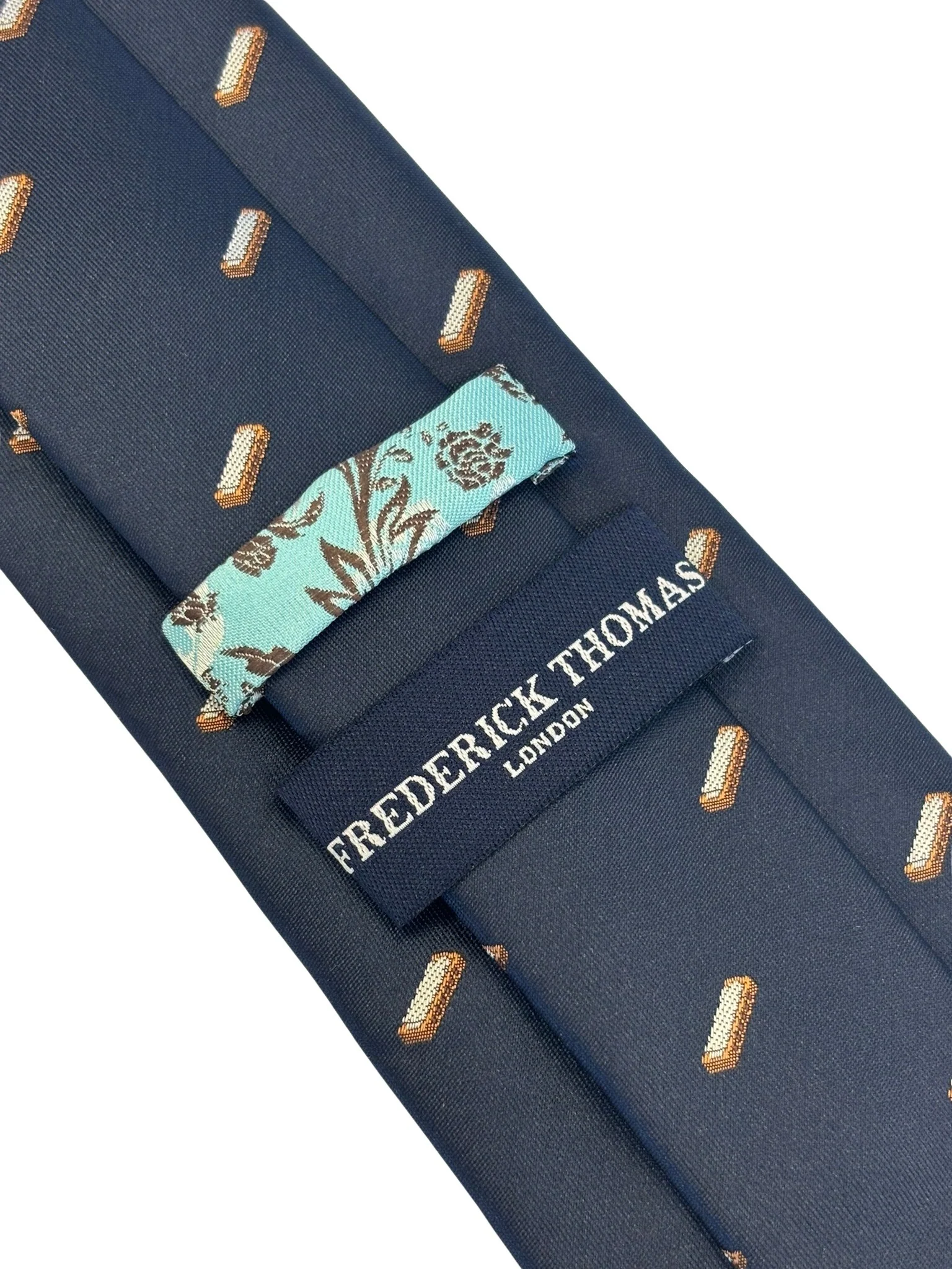 navy dark blue tie with embroidered harmonica design - Image 4