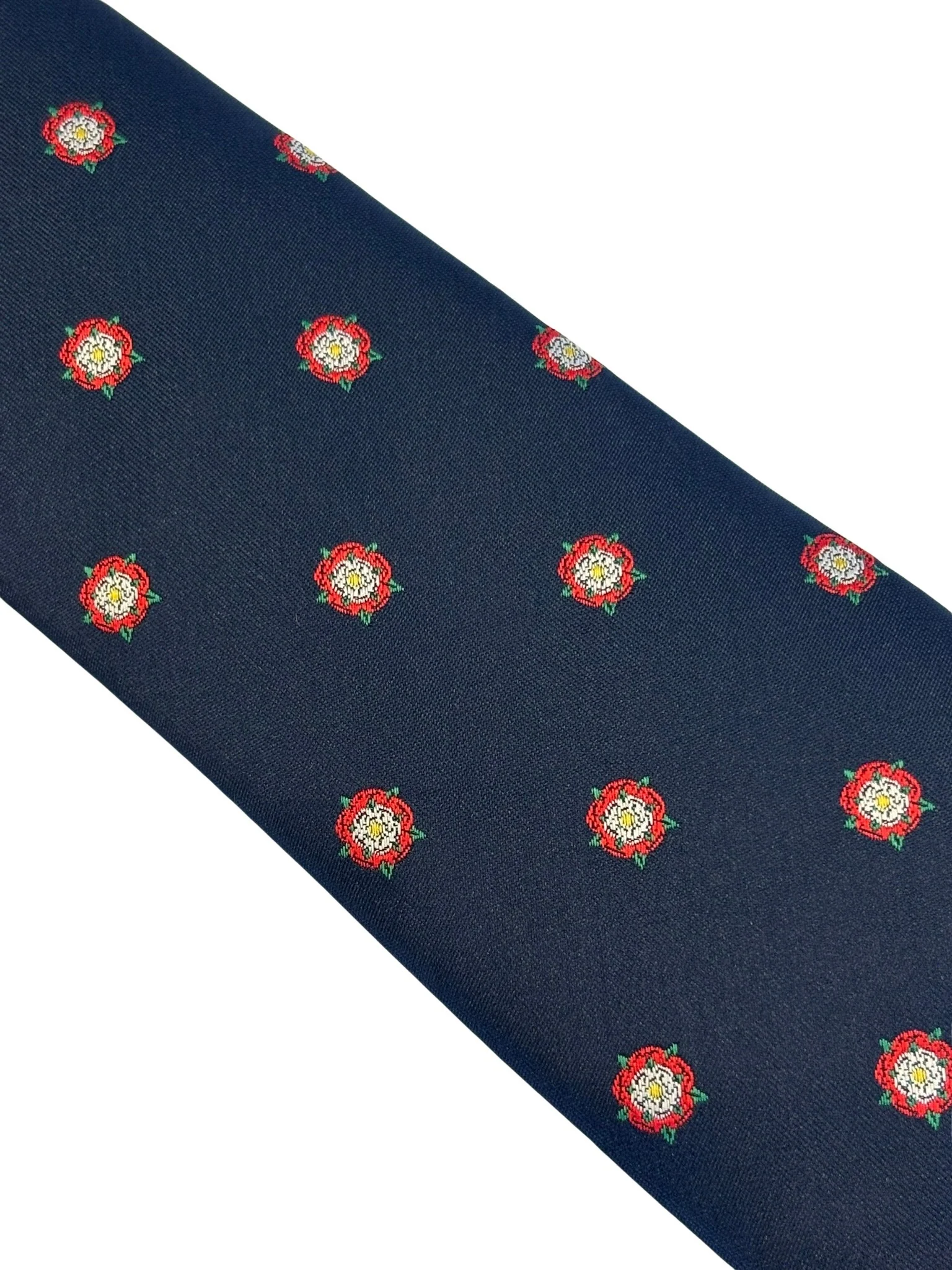 navy dark blue tie with embroidered Tudor war of roses historical design - Image 3