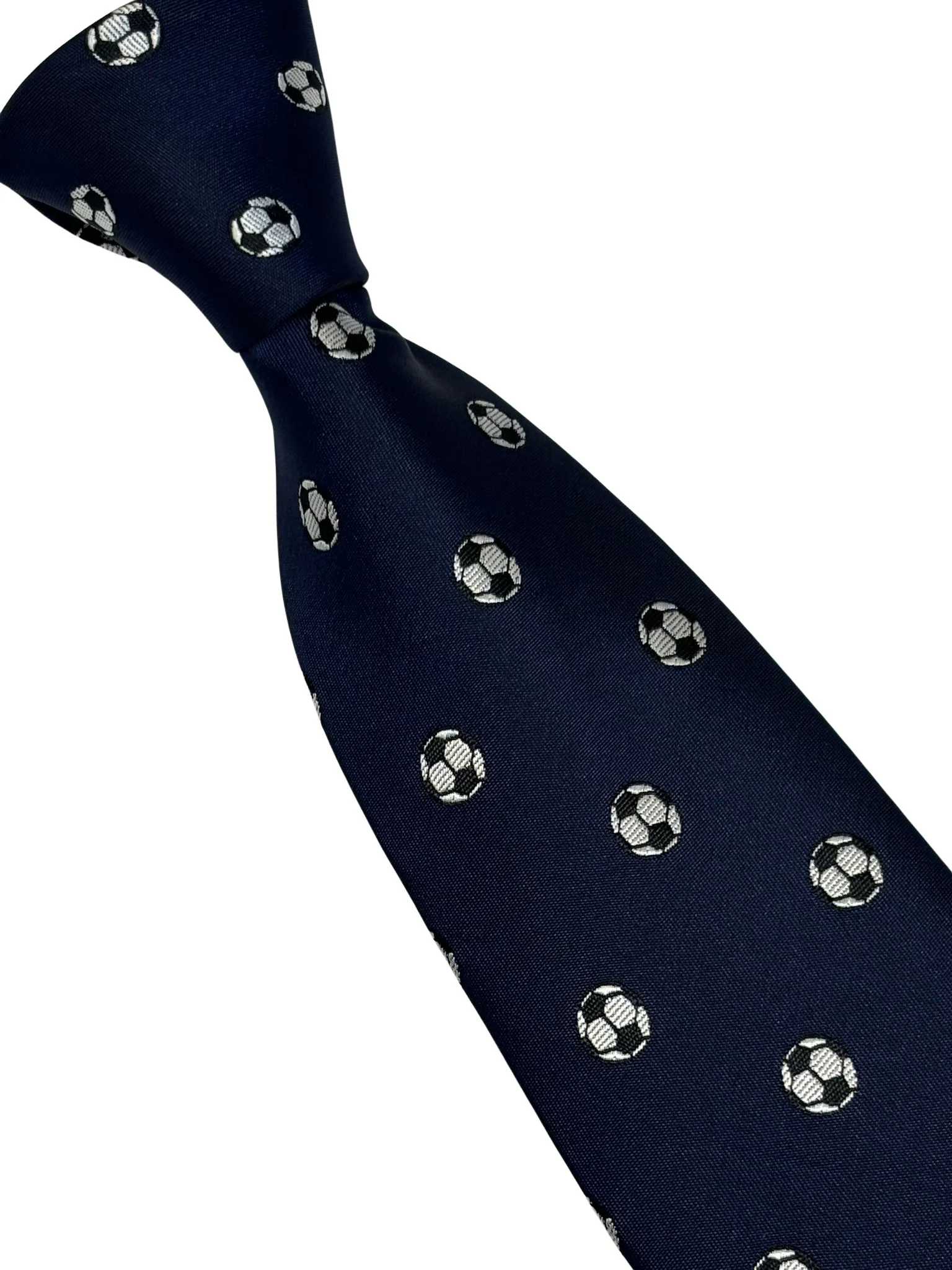 navy dark blue tie with football soccer ball design design - Image 6
