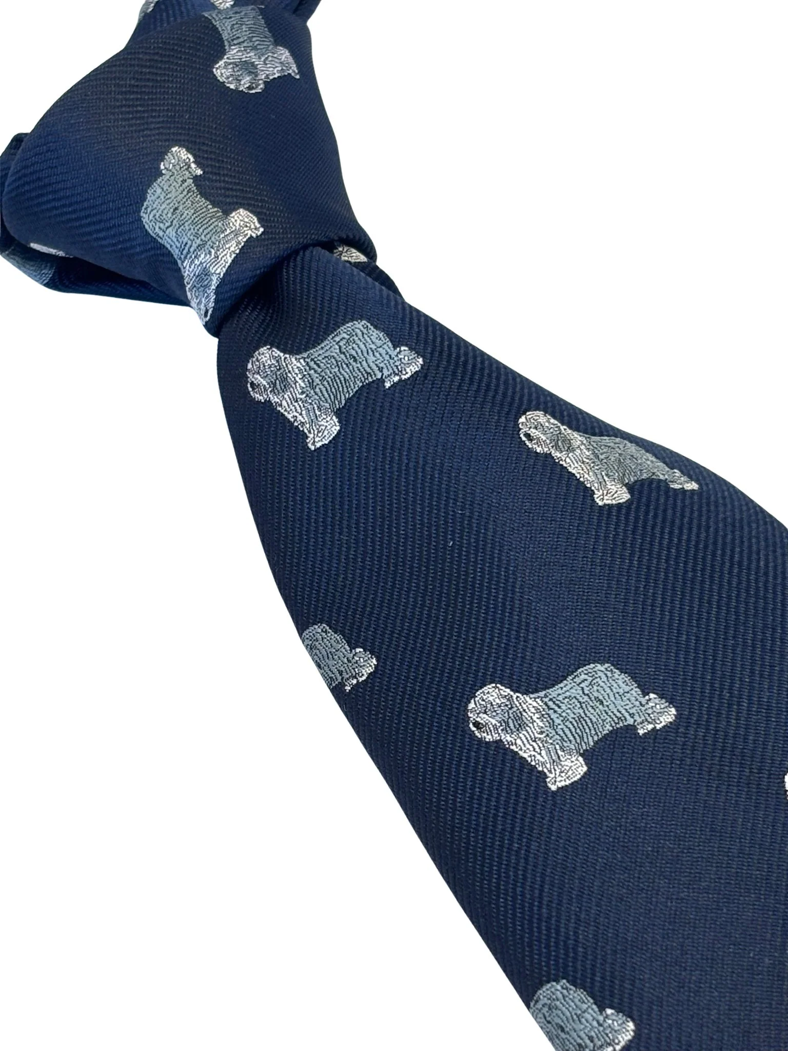 navy dark blue tie with Old english sheepdog dulux dog design - Image 5