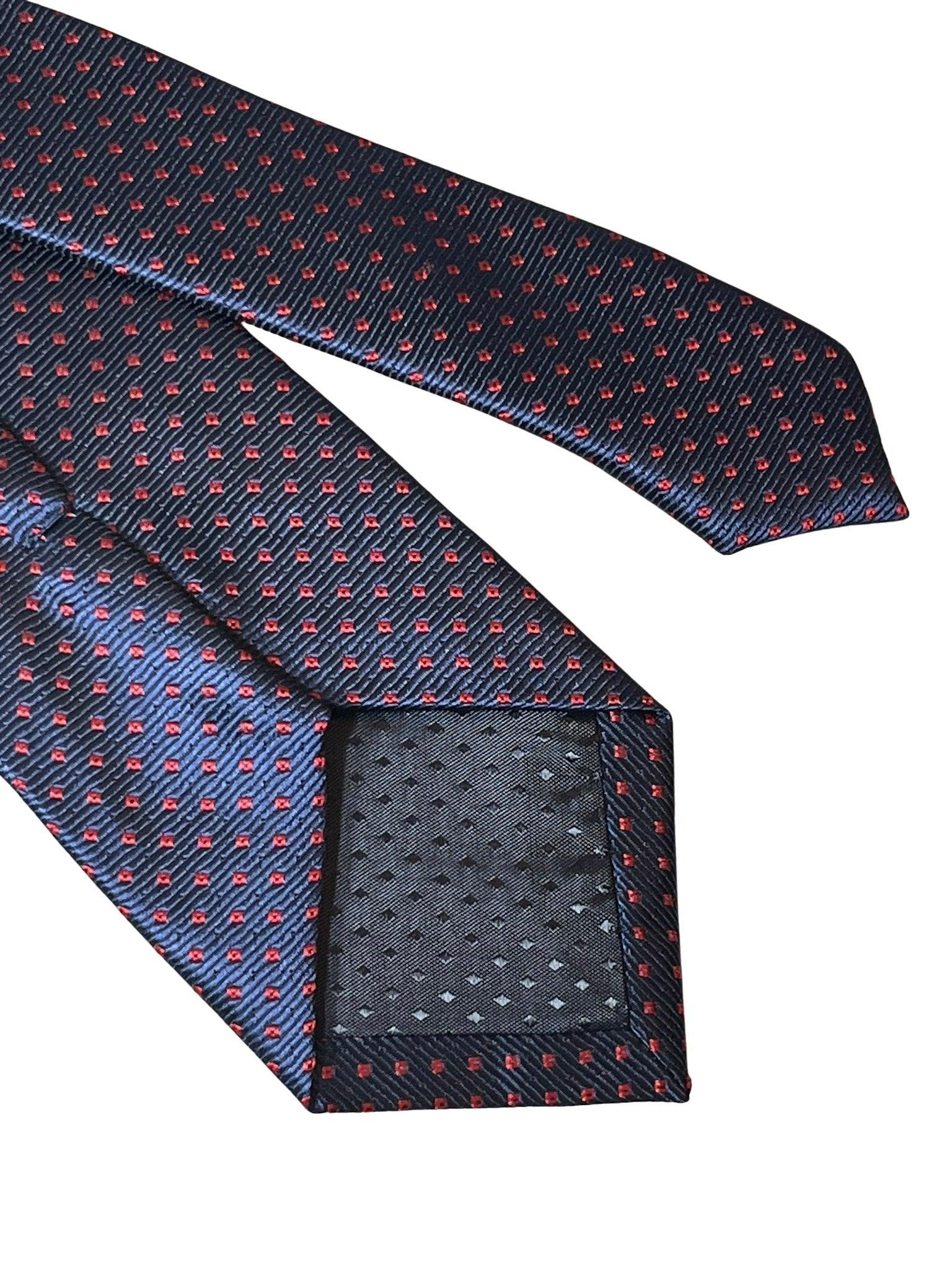 navy dark blue tie with red pin spots - Image 5