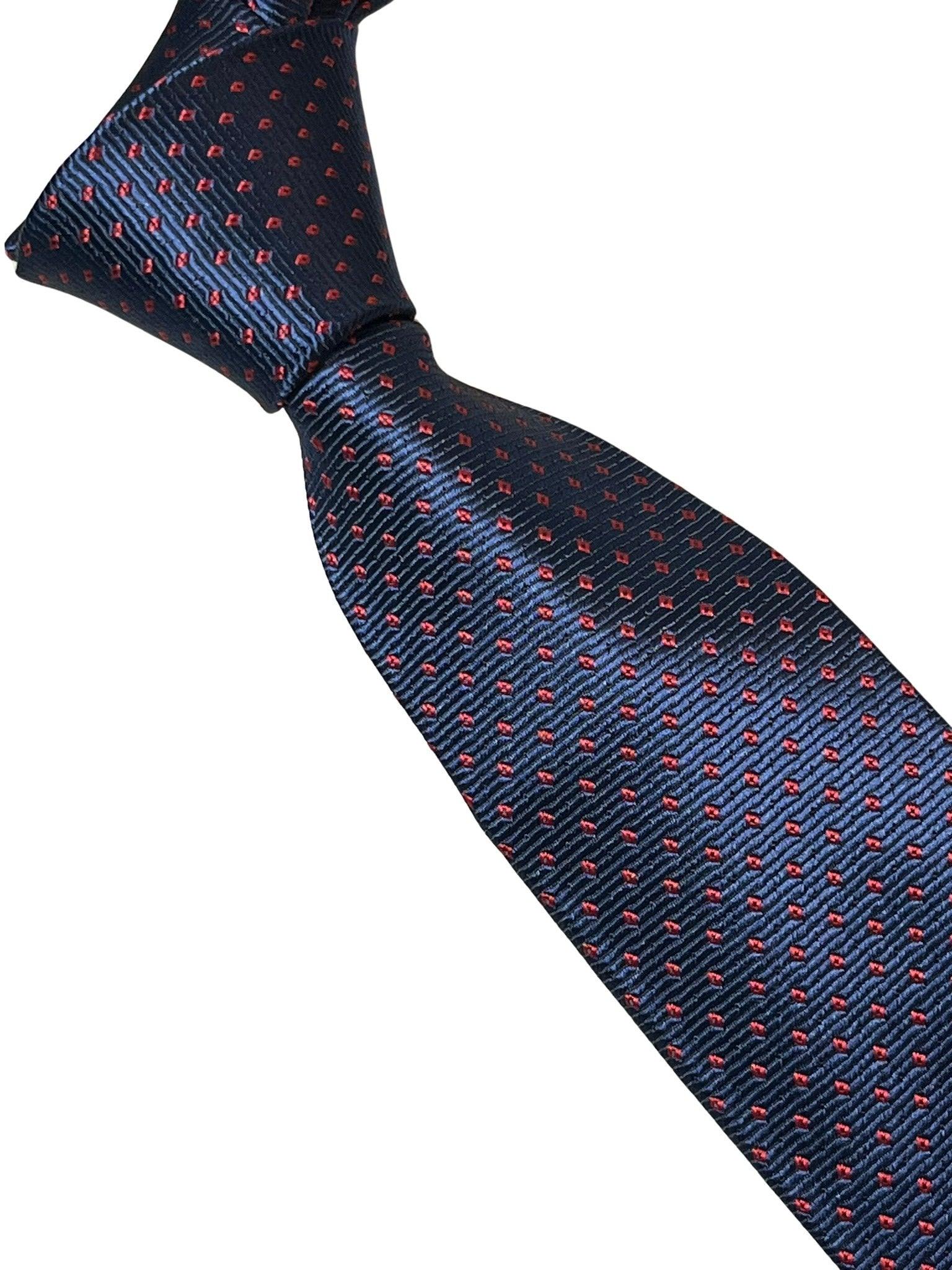 navy dark blue tie with red pin spots - Image 6
