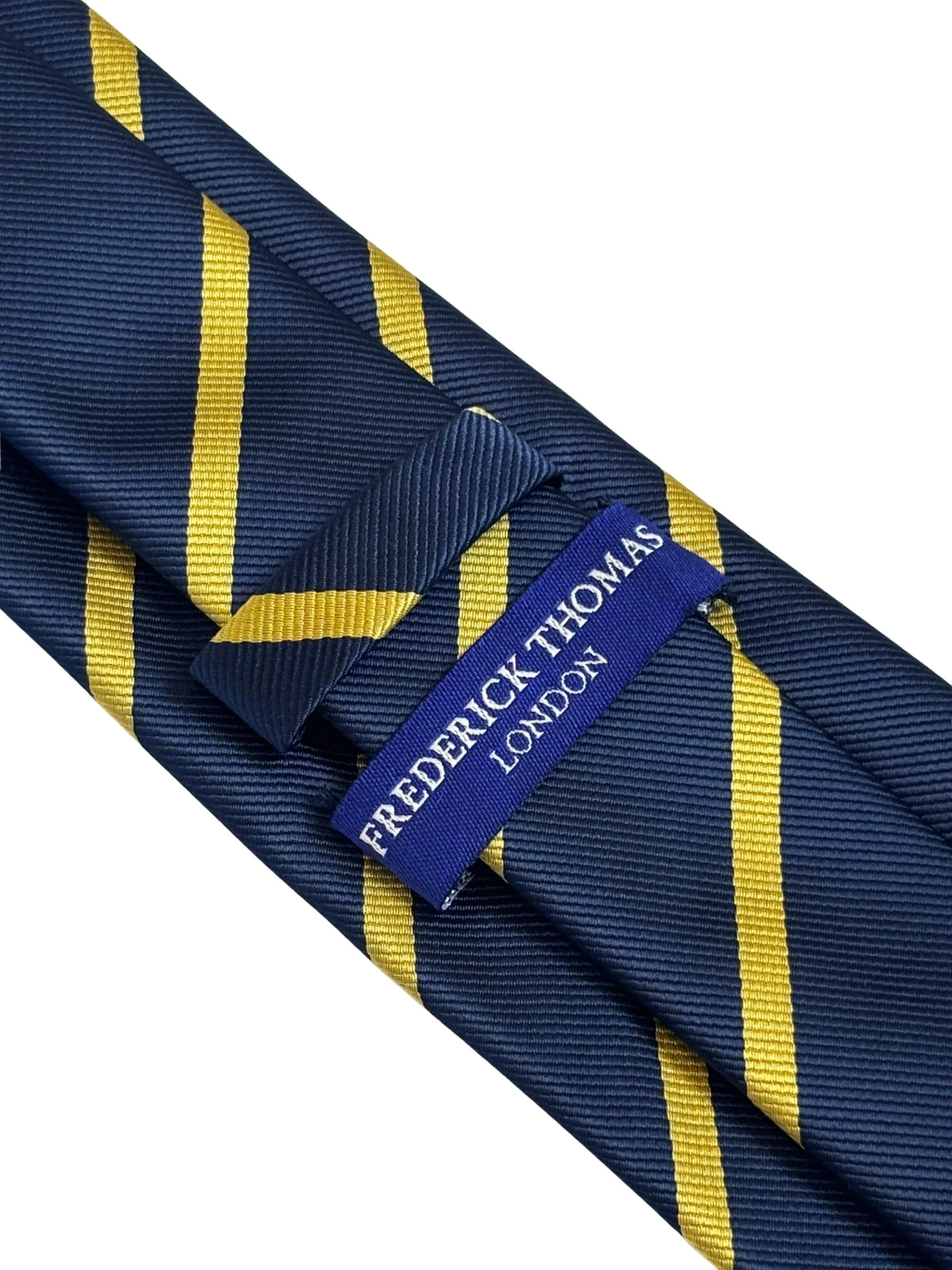 navy dark blue with yellow gold striped tie - Image 4