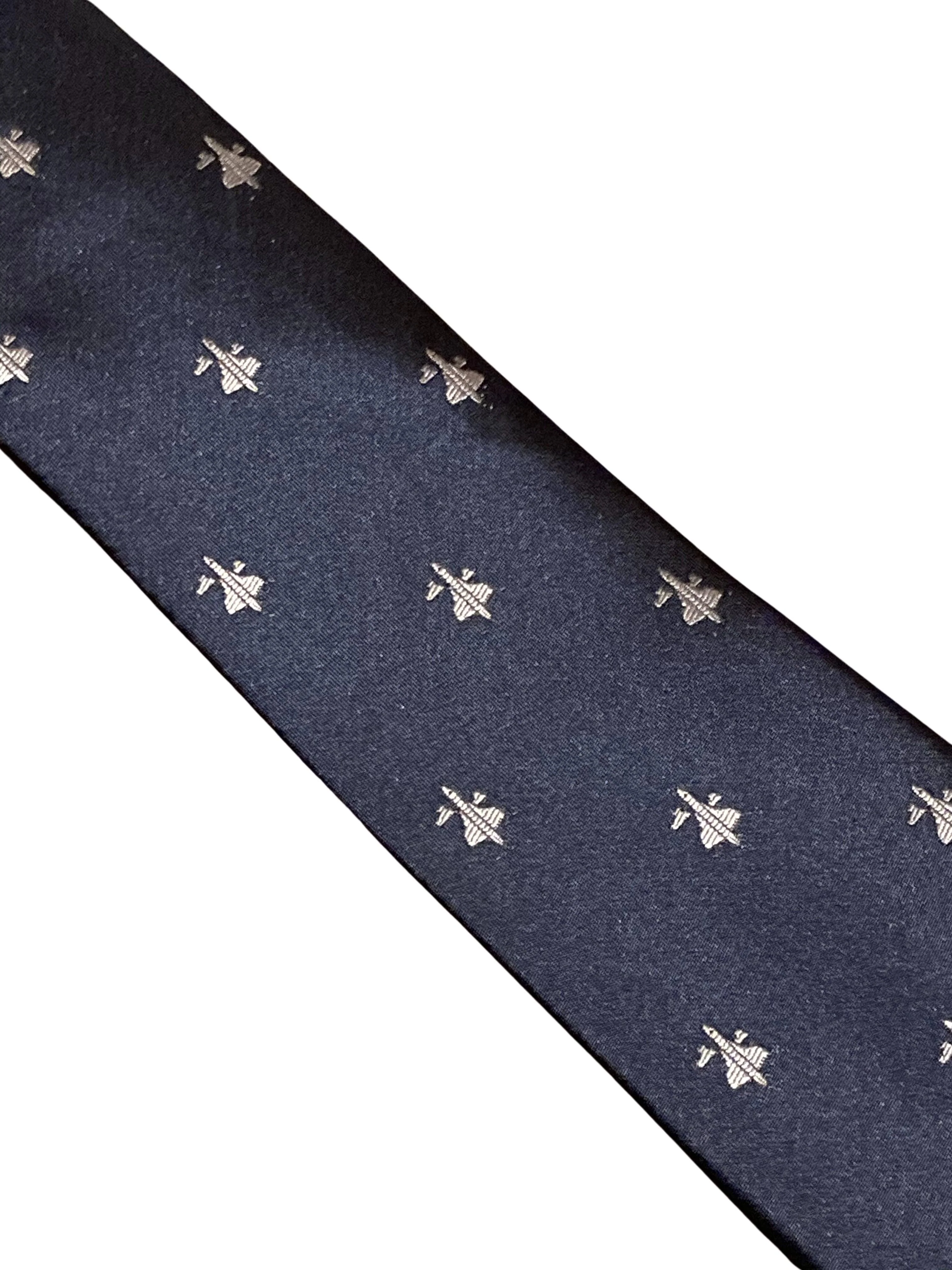 navy tie with Concorde airplane aeroplane embroidered design - Image 2
