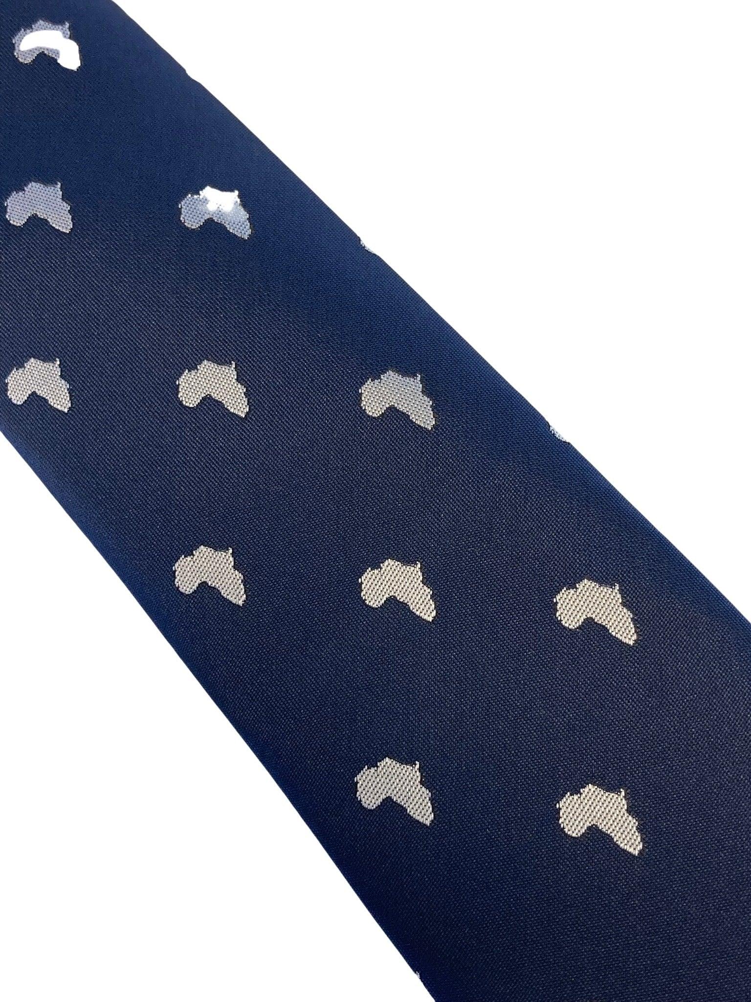 navy mens tie with africa outline design - Image 2