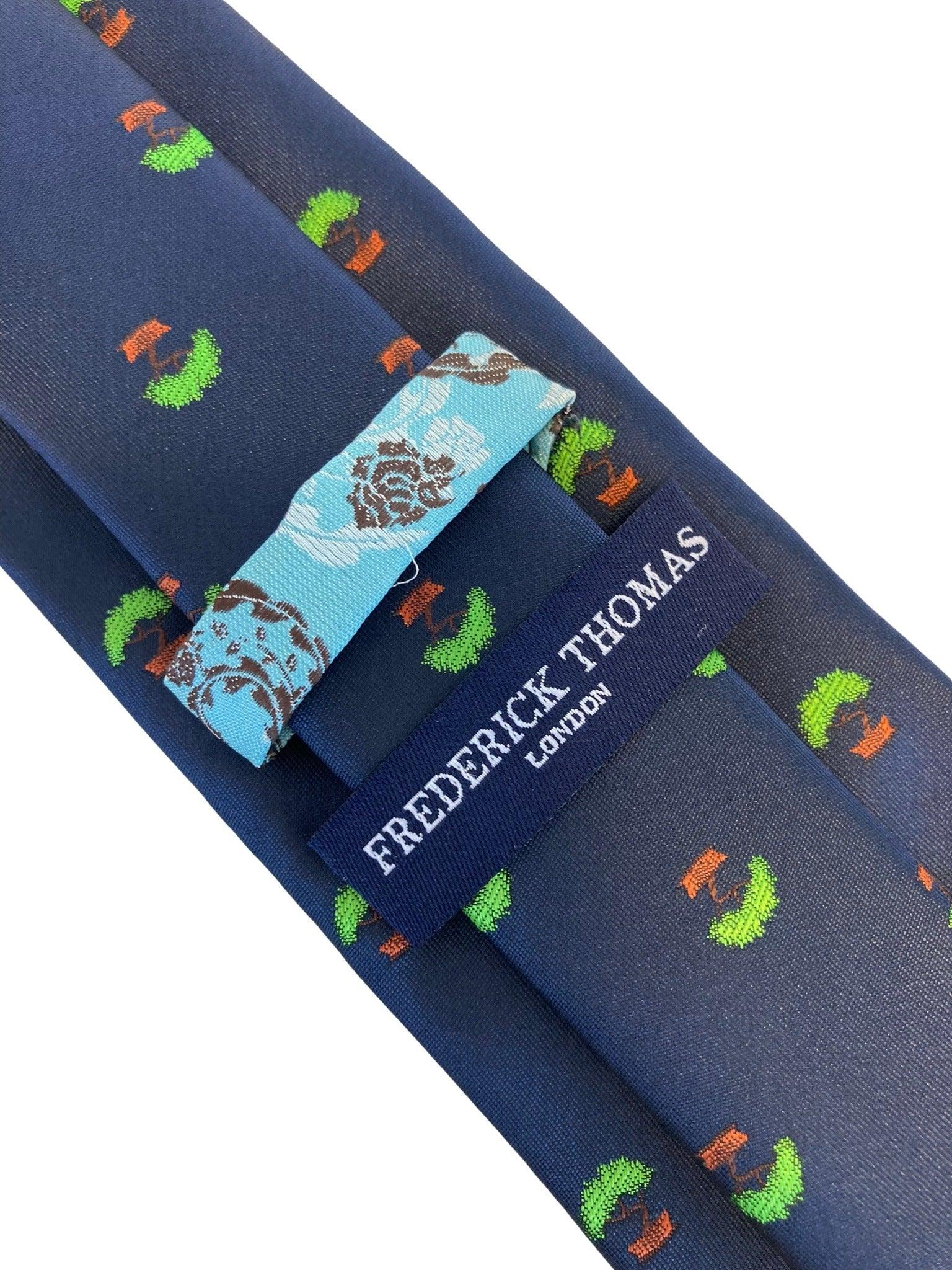 navy mens tie with bonsai tree design - Image 3