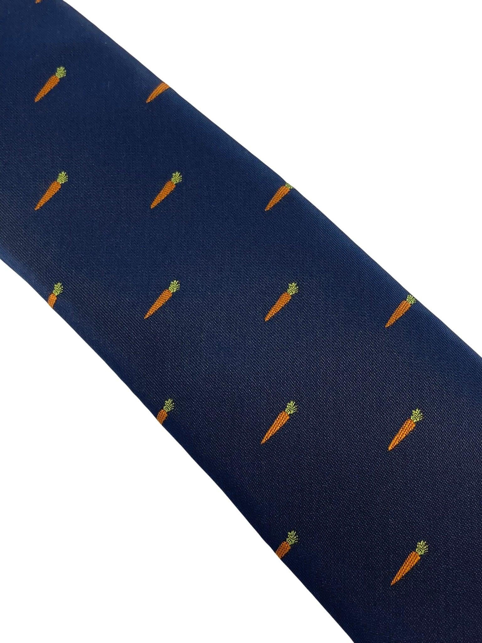 navy mens tie with carrot design - Image 2