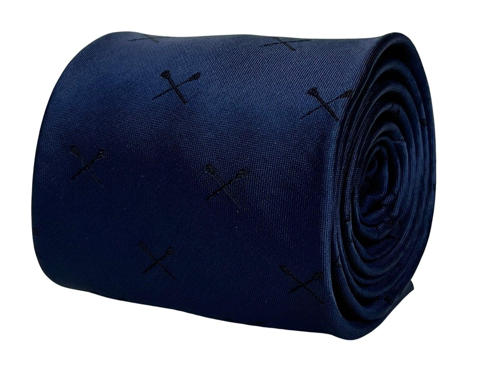 navy mens tie with lacrosse oars sticks design