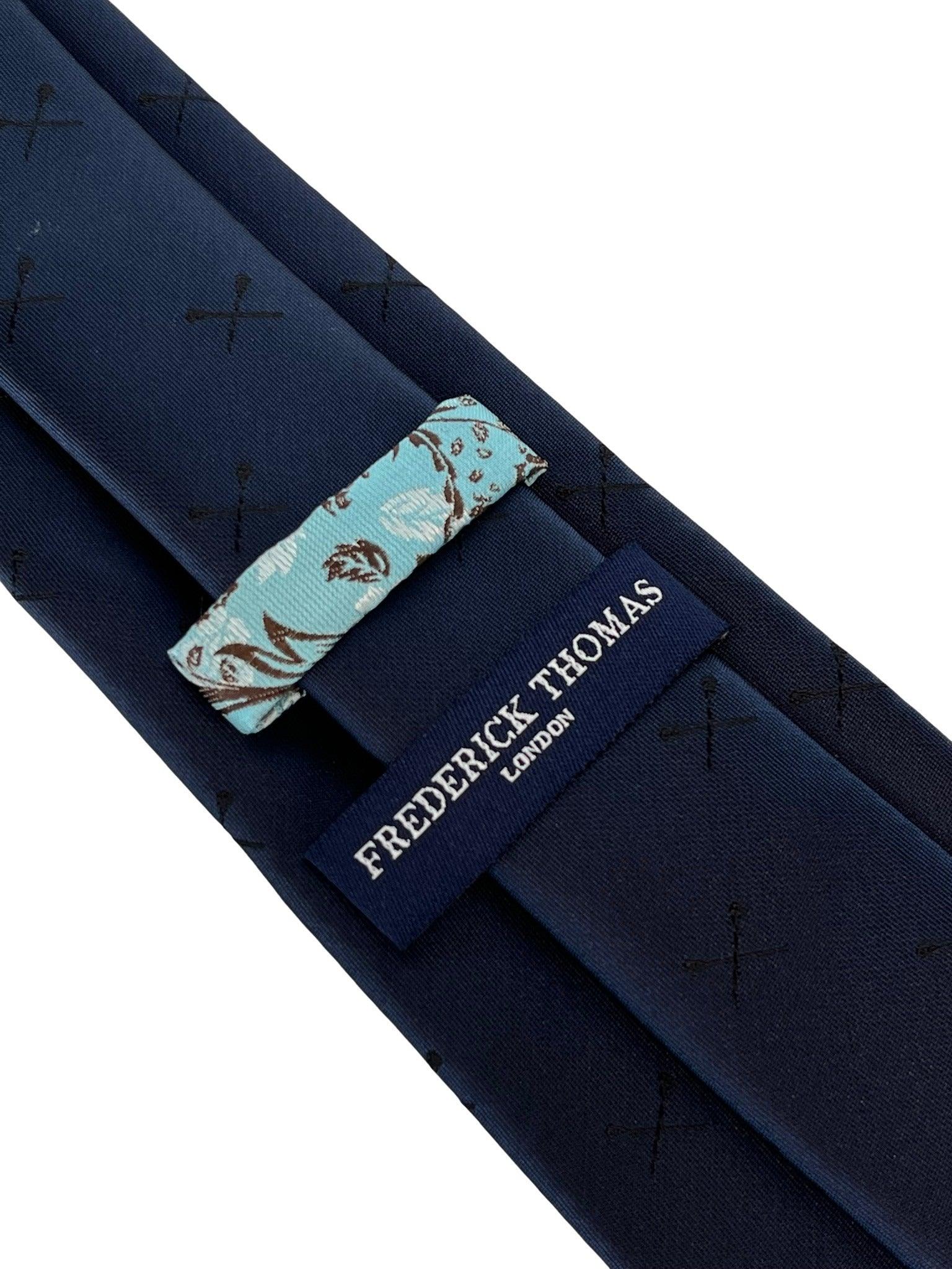 navy mens tie with lacrosse oars sticks design - Image 2