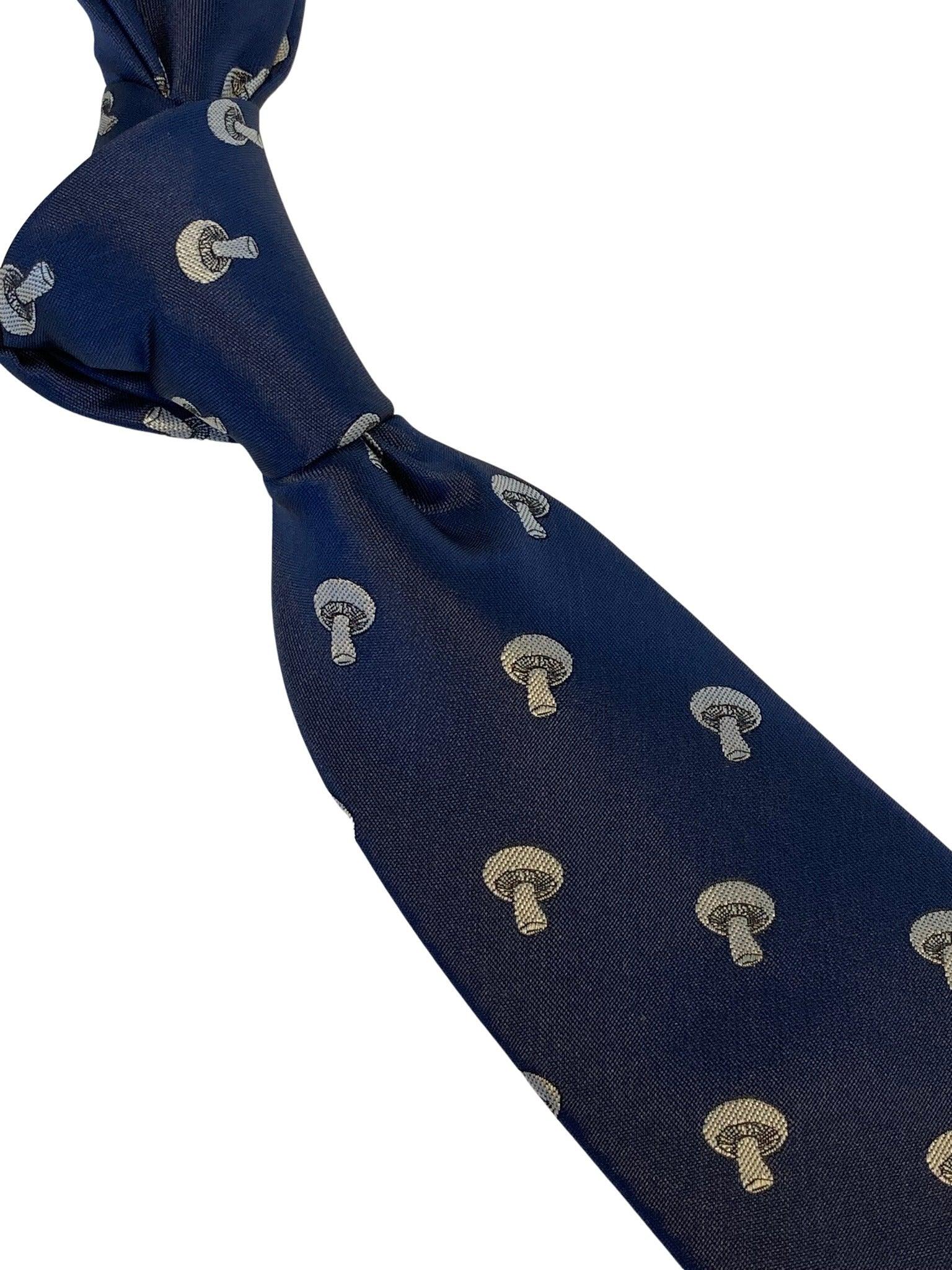 navy mens tie with mushroom design - Image 5