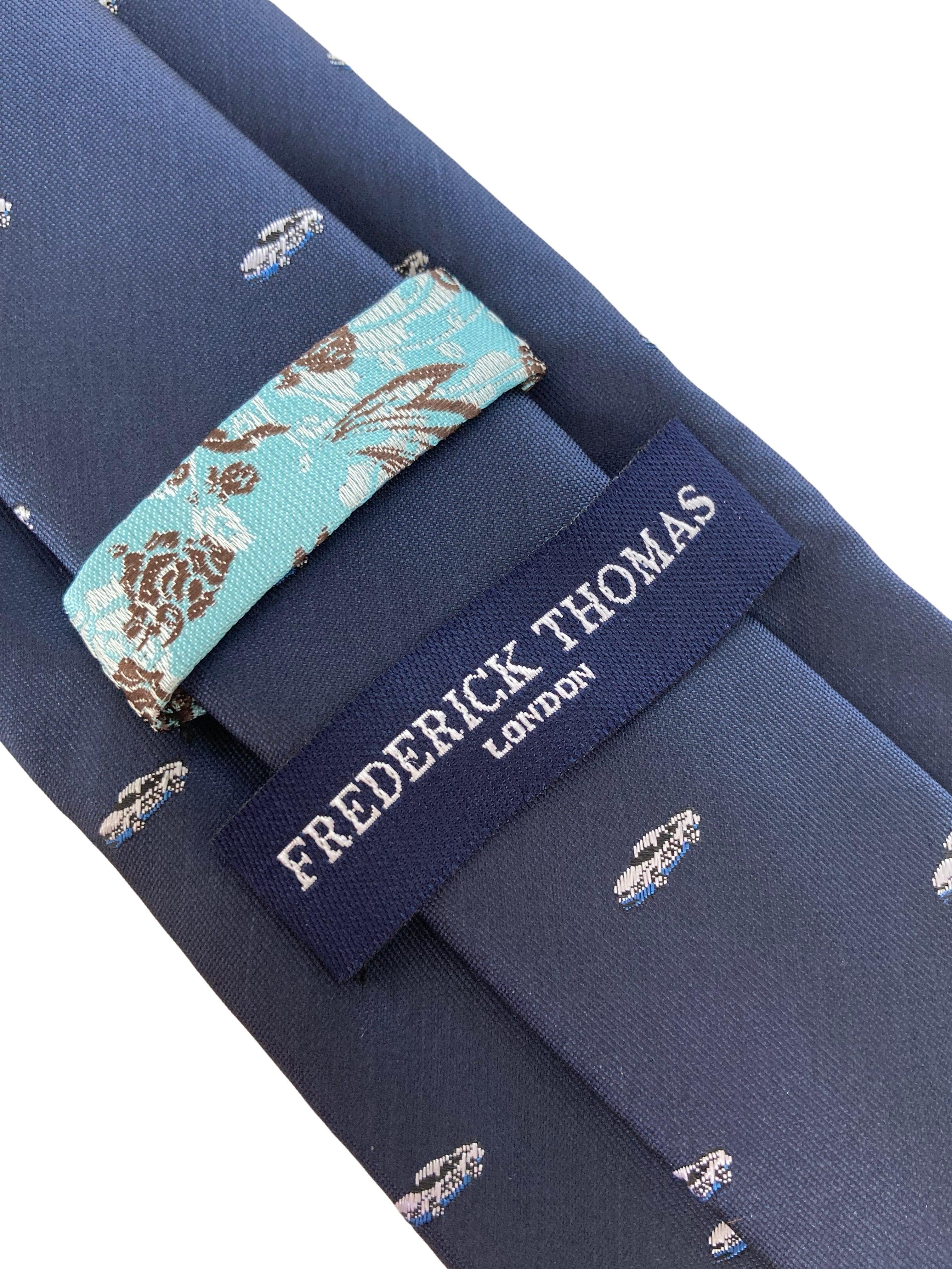 navy mens tie with NASCAR racing car quirky design - Image 4
