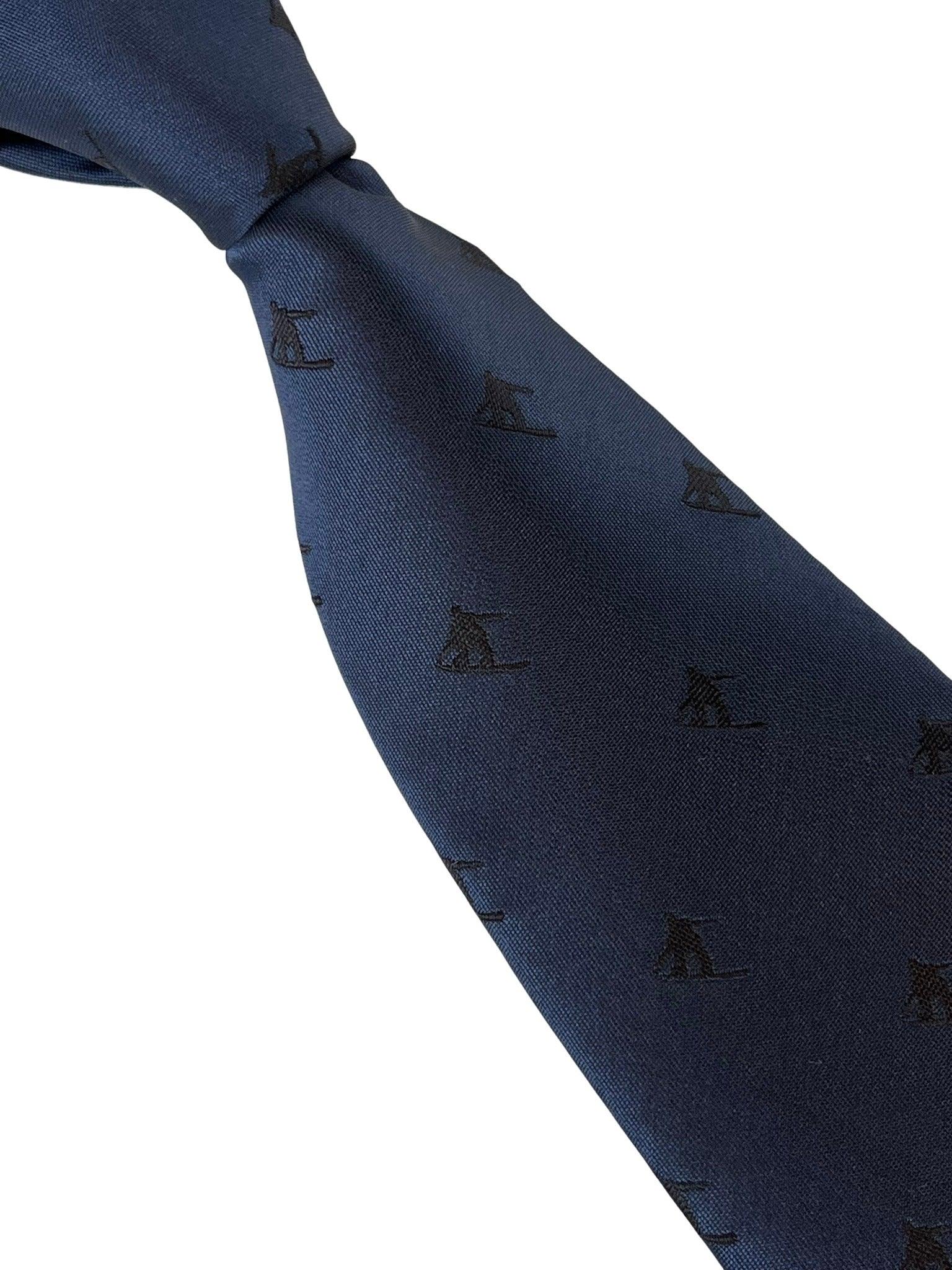 navy mens tie with snowboard-er  design - Image 3