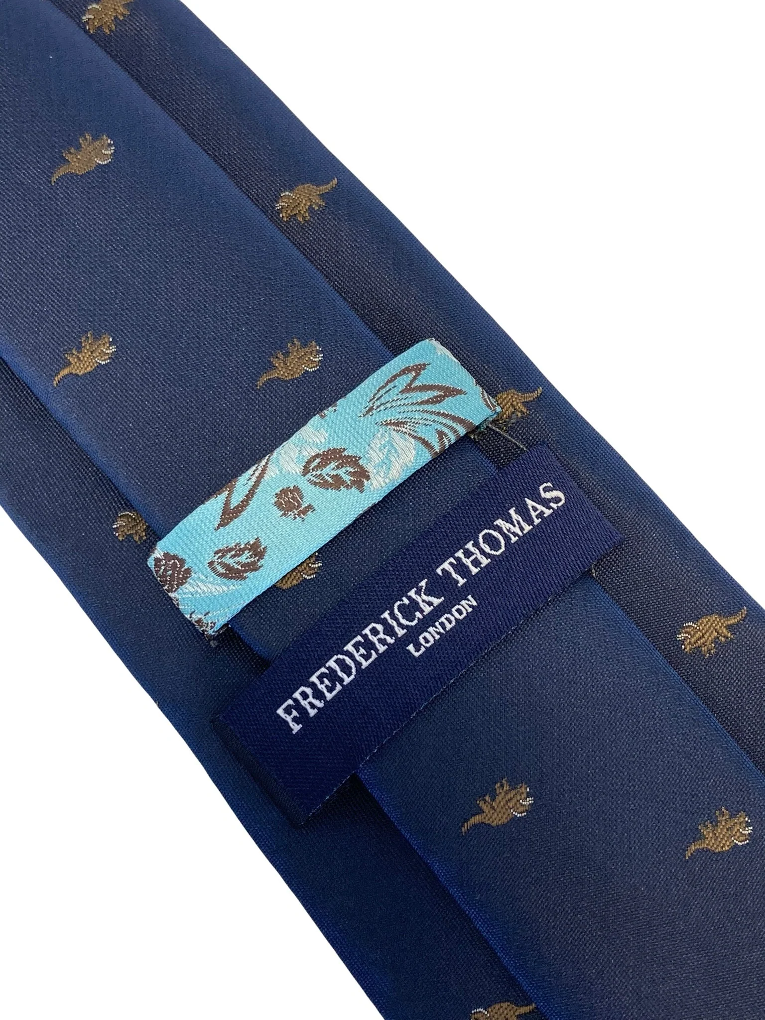 navy mens tie with triceratops dinosaur design - Image 3
