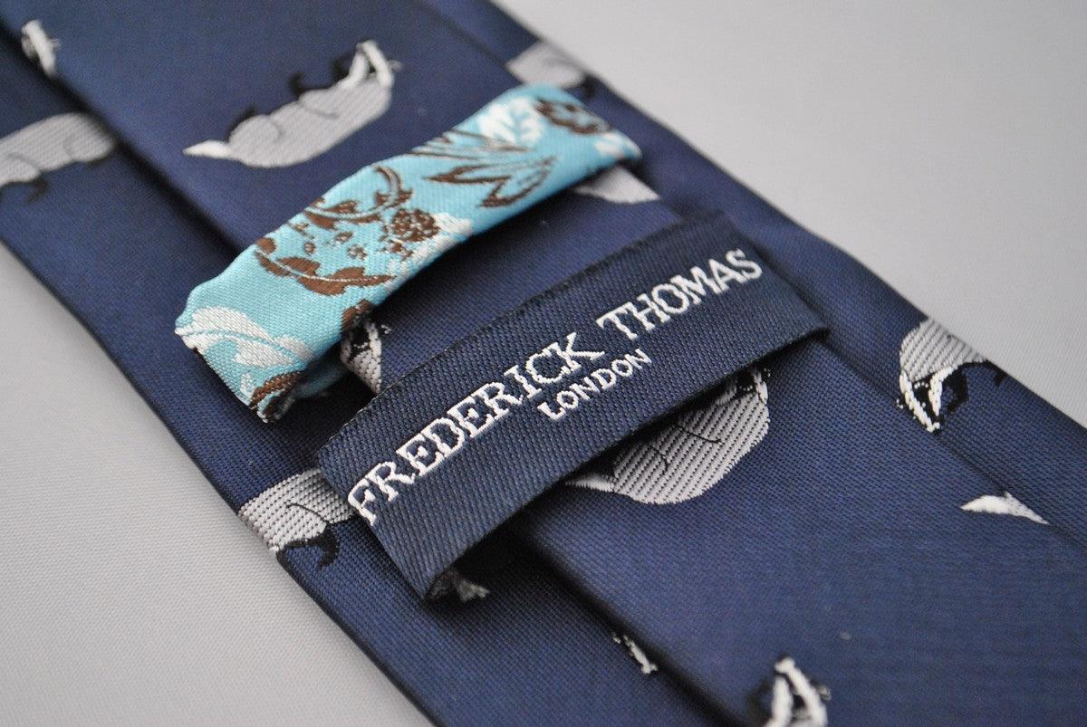 navy tie with badger design - Image 3