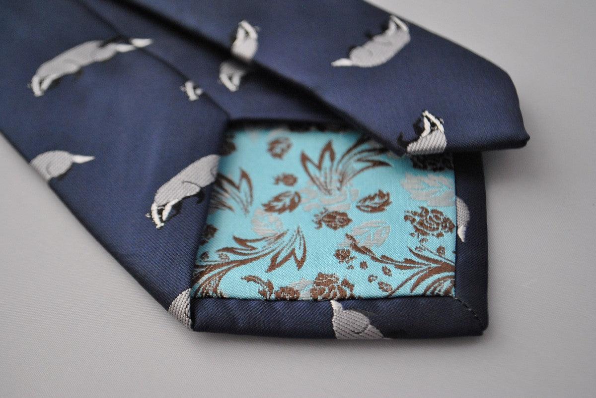 navy tie with badger design - Image 4