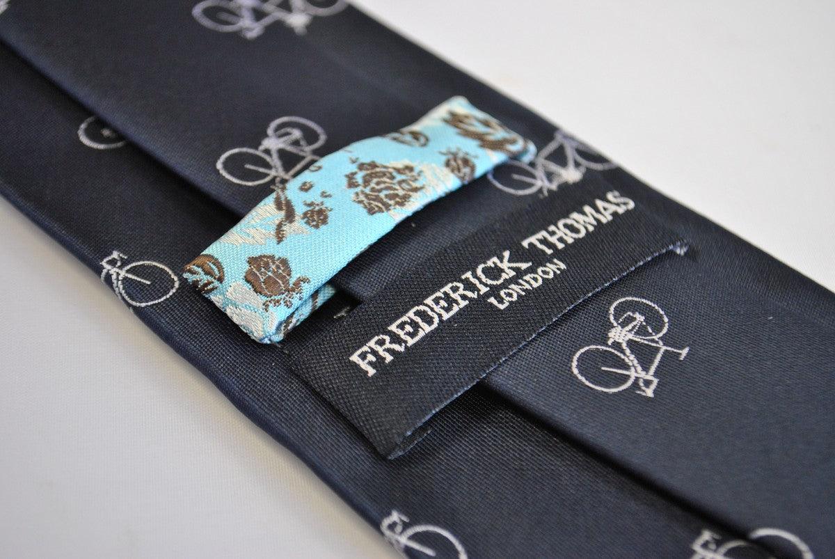 navy tie with bicycle design - Image 4