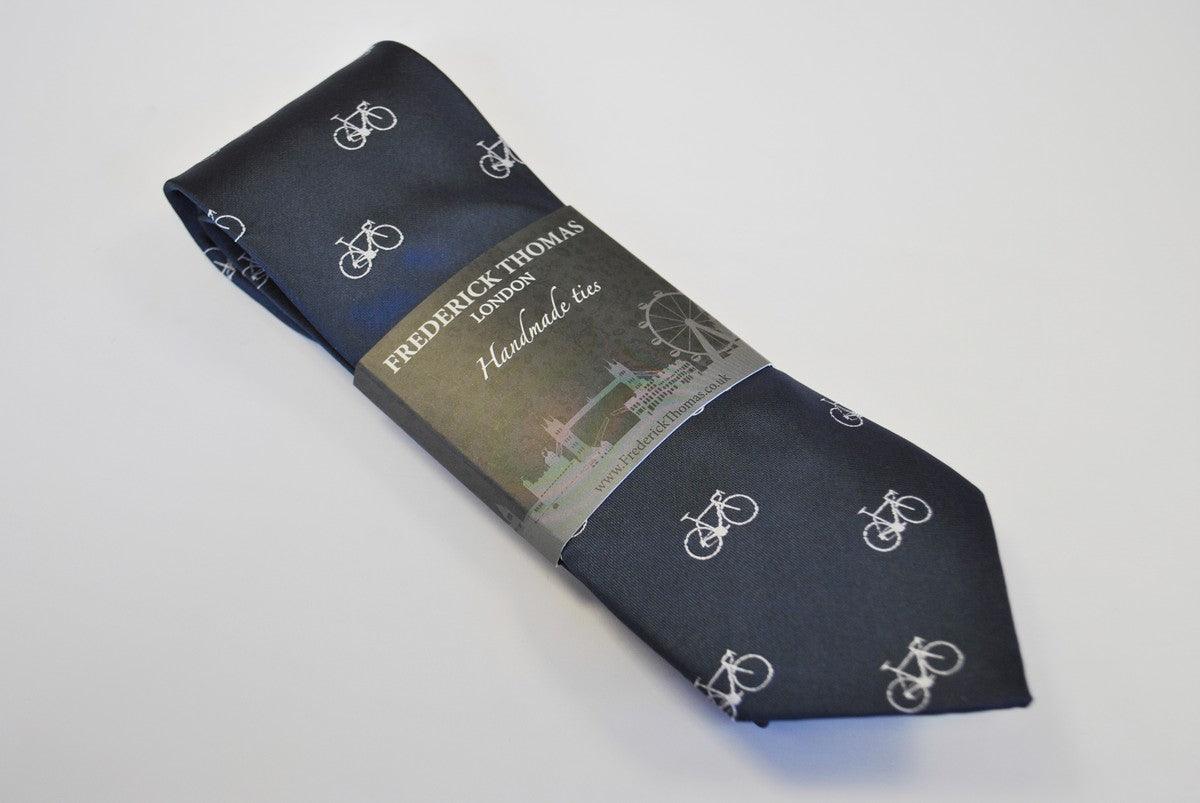navy tie with bicycle design - Image 5