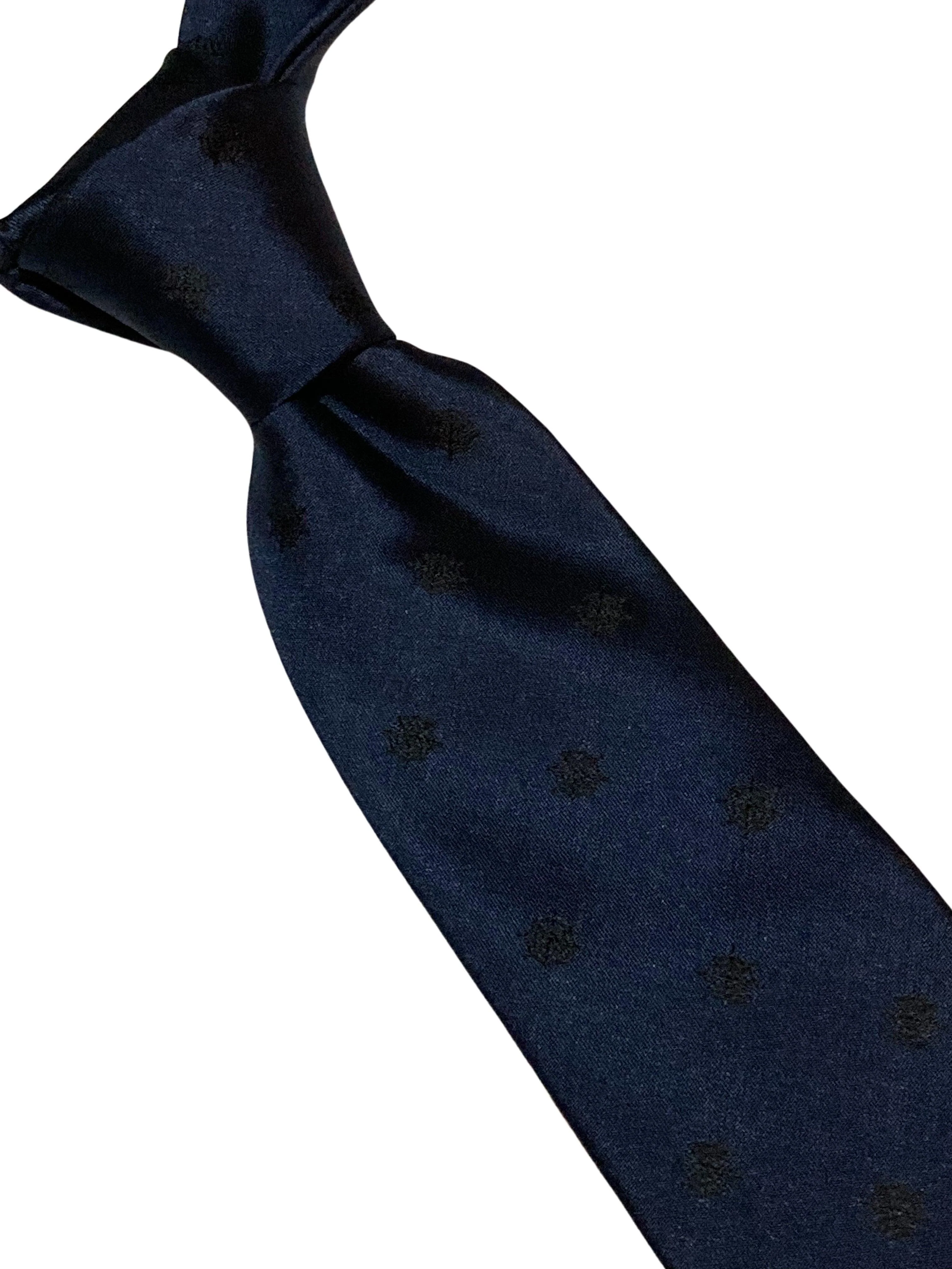 navy tie with black spiders web halloween embroidered design - Image 4