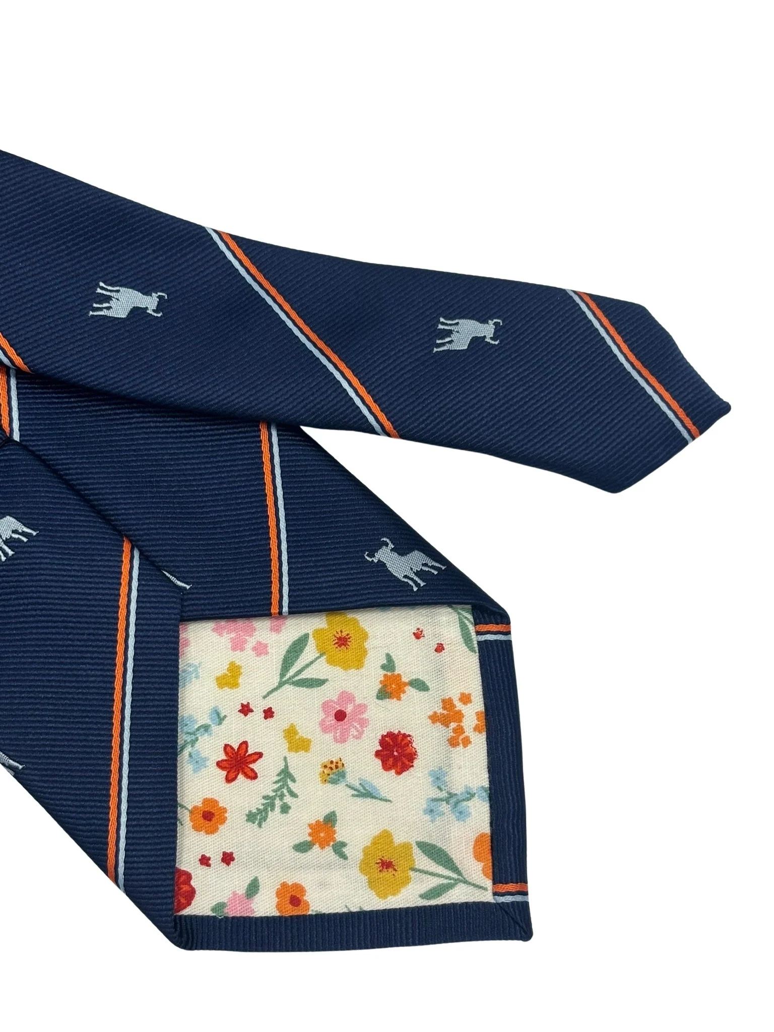 navy tie with bull silhouette  and striped design - Image 5