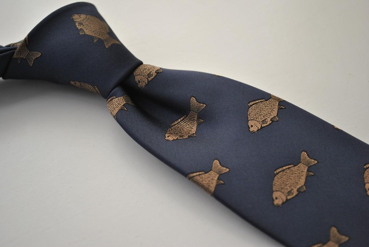 navy tie with carp pattern - Image 4