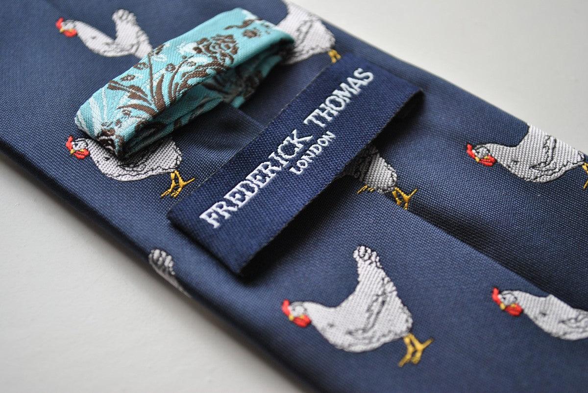 navy tie with chicken design - Image 3