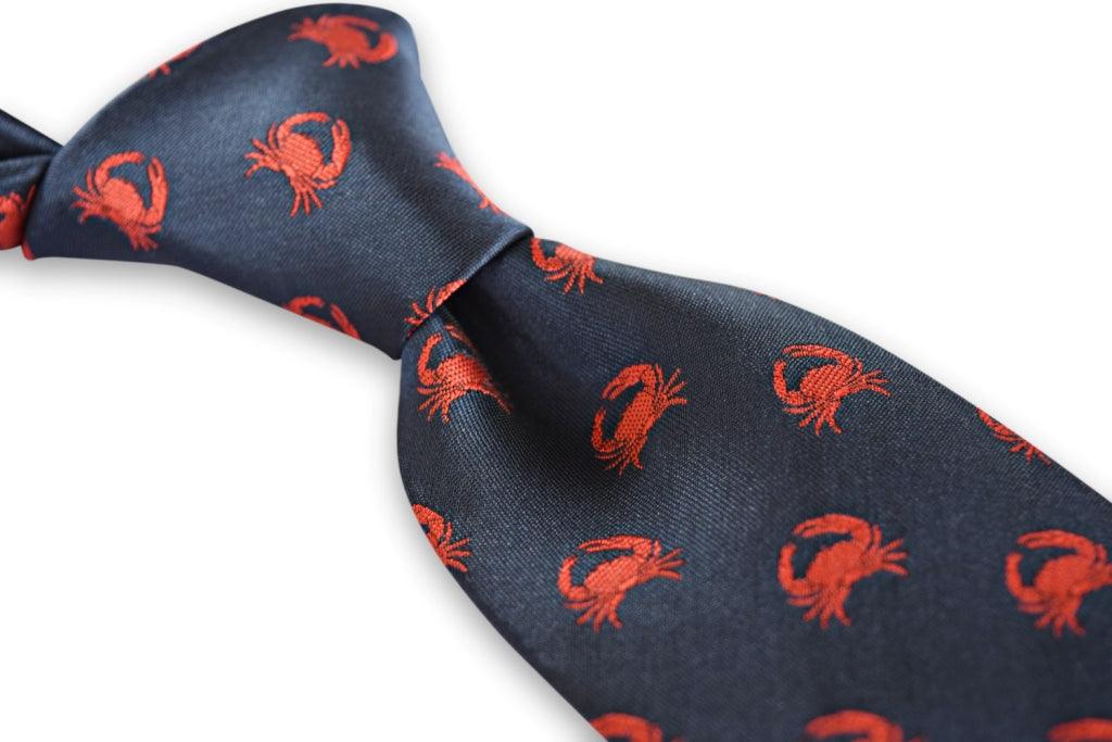 navy tie with crab design - Image 3